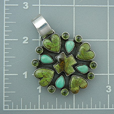 Dan Dodson Gaspeite Peridot Sterling Silver Pendant