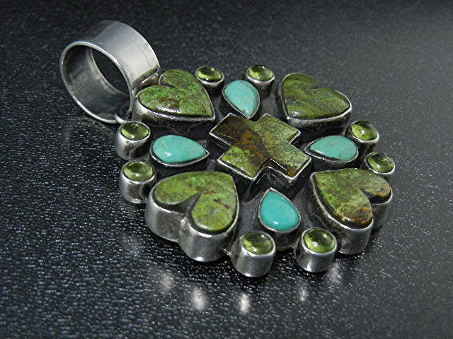 Dan Dodson Gaspeite Peridot Sterling Silver Pendant