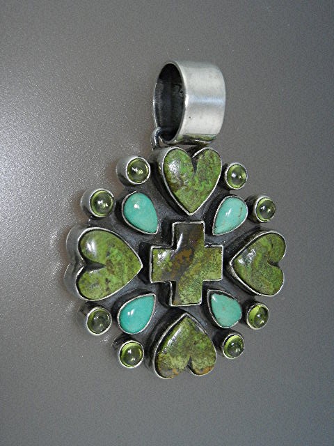 Dan Dodson Gaspeite Peridot Sterling Silver Pendant