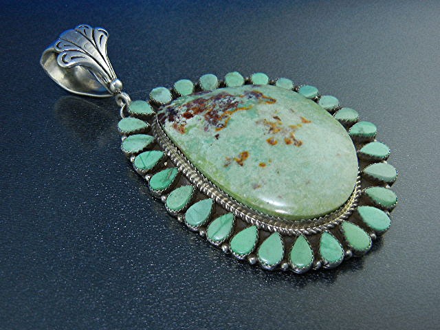 Navajo Pilot Mountain Turquoise Sterling Silver Pendant