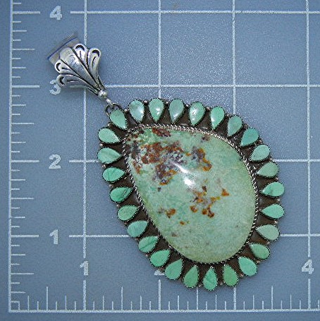 Navajo Pilot Mountain Turquoise Sterling Silver Pendant