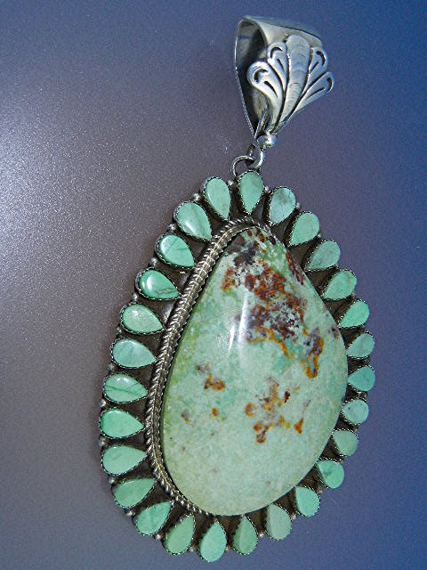 Navajo Pilot Mountain Turquoise Sterling Silver Pendant
