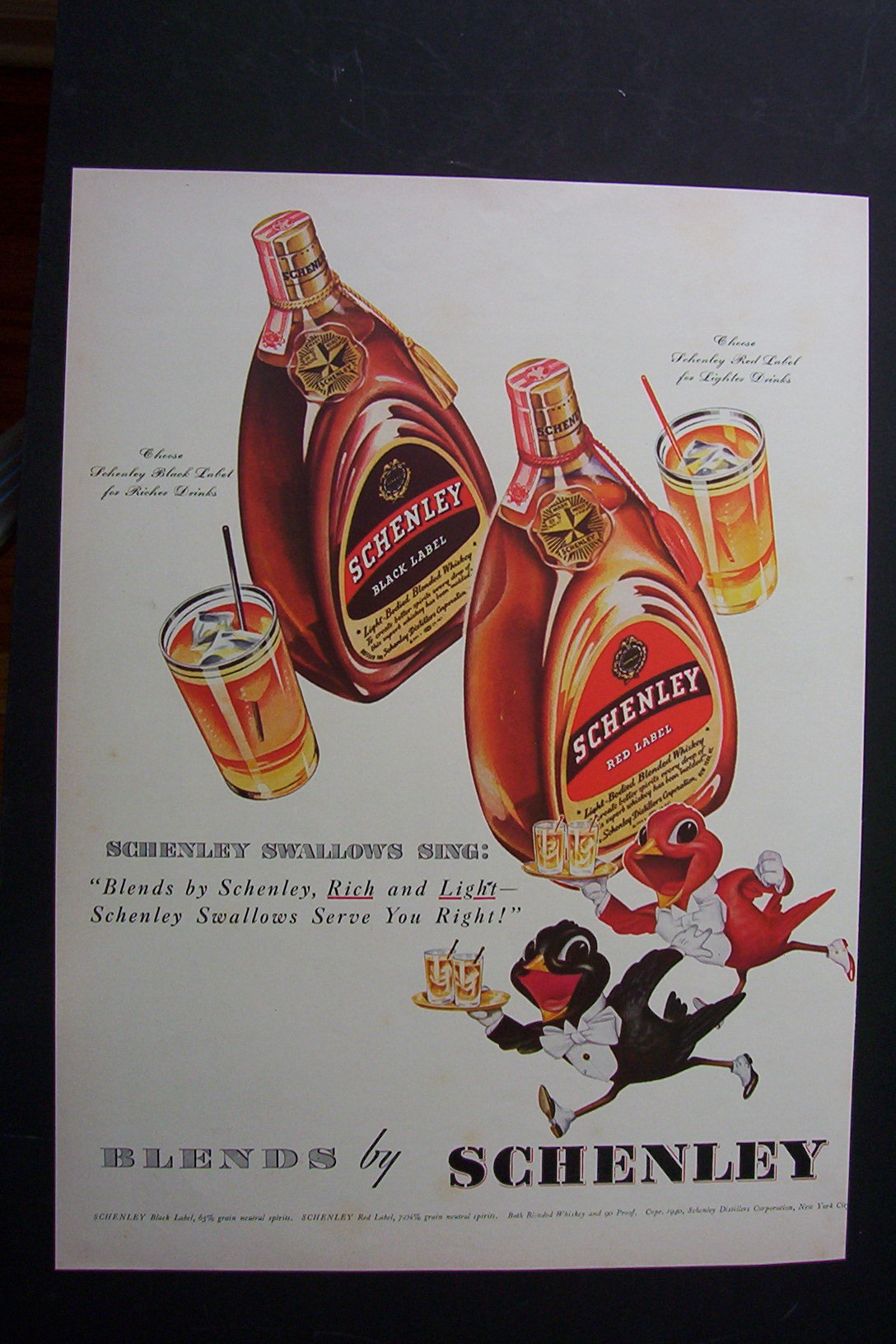 1940 Schenley Whiskey with the Red Bird
