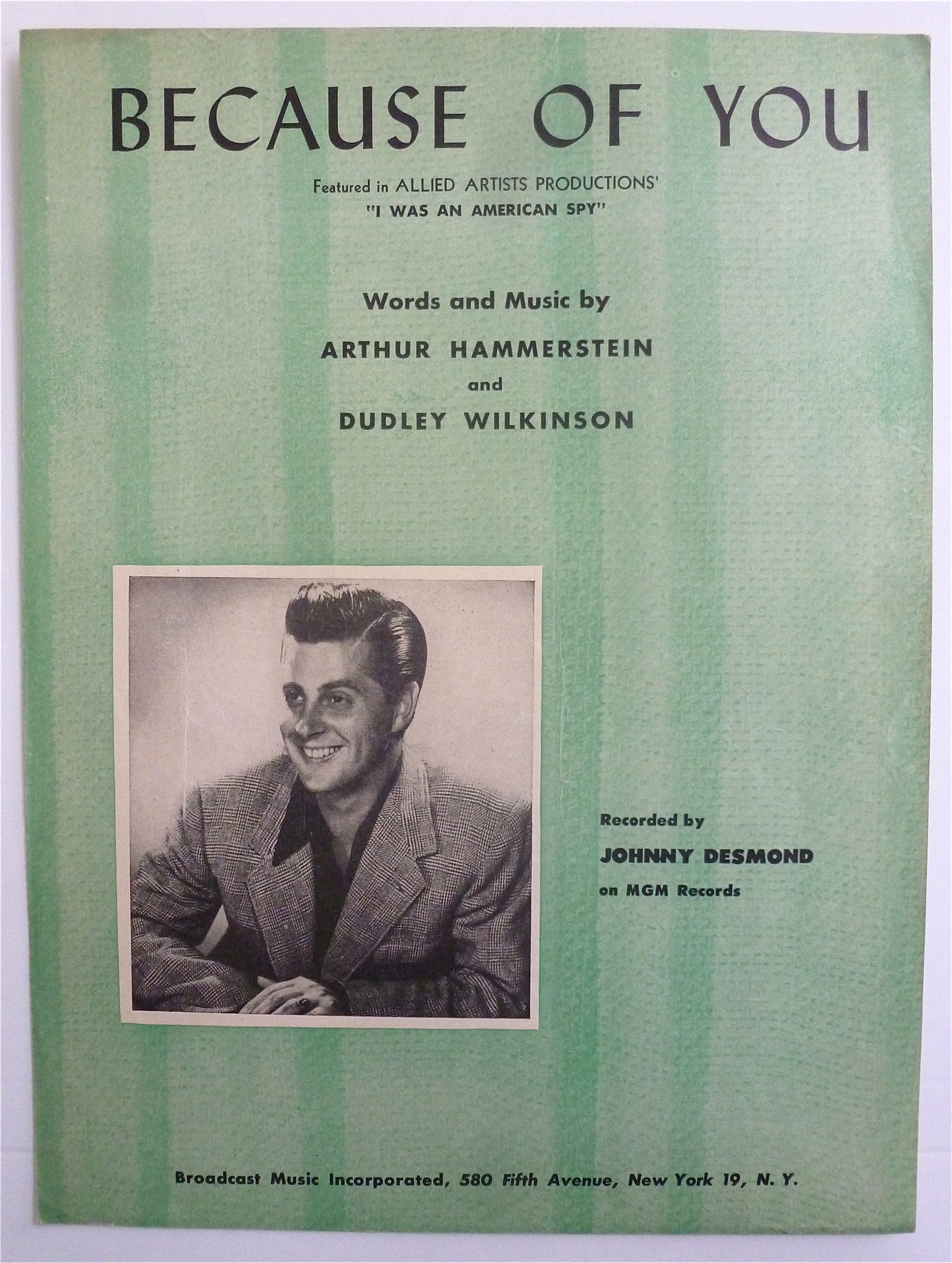 Sheet Music For 1940 Because Of You