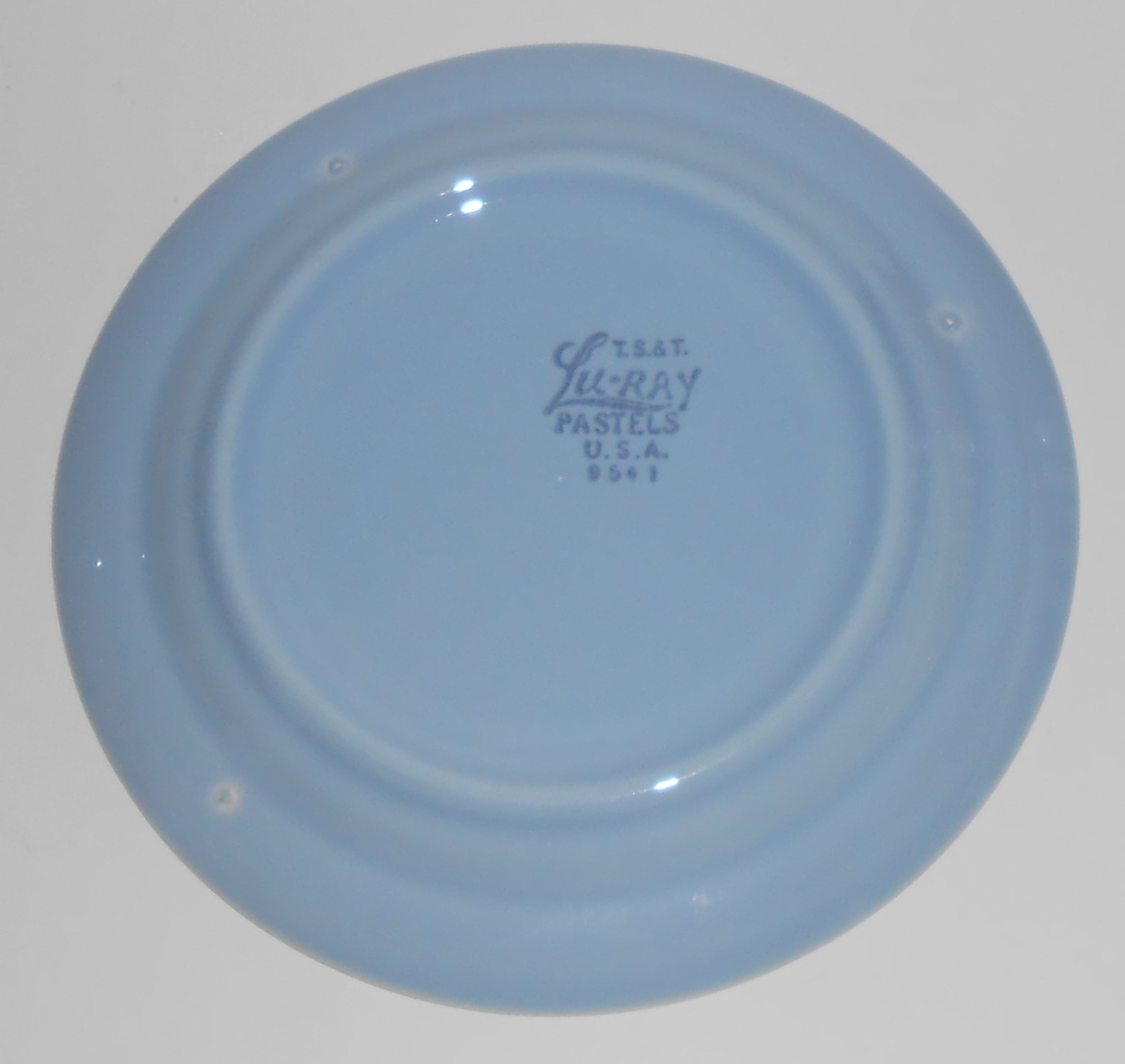 T.S.& T. Lu-Ray Pastels Pottery Blue Bread Plate