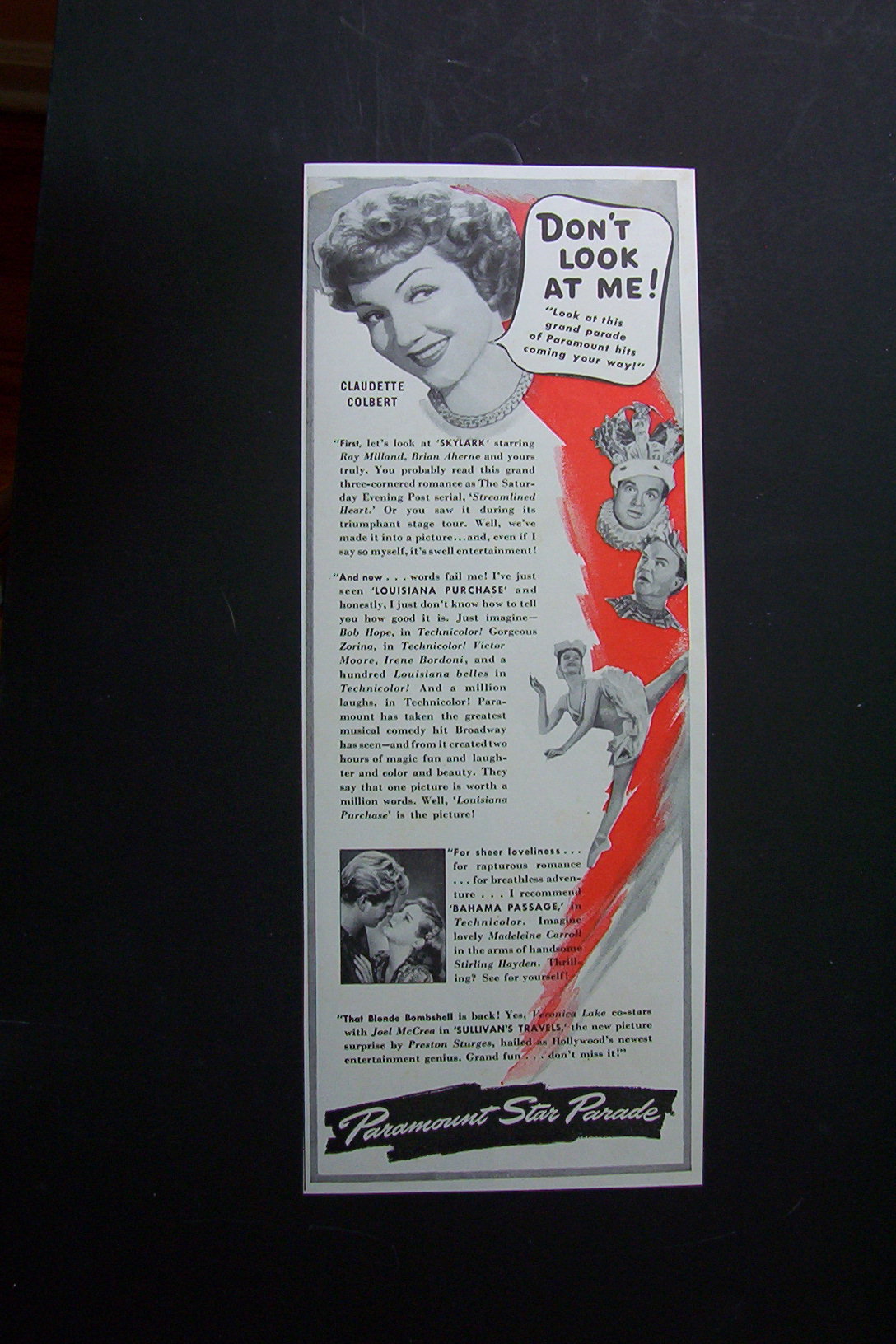1941  Paramount  Star  Parade  with  Claudette Colbert