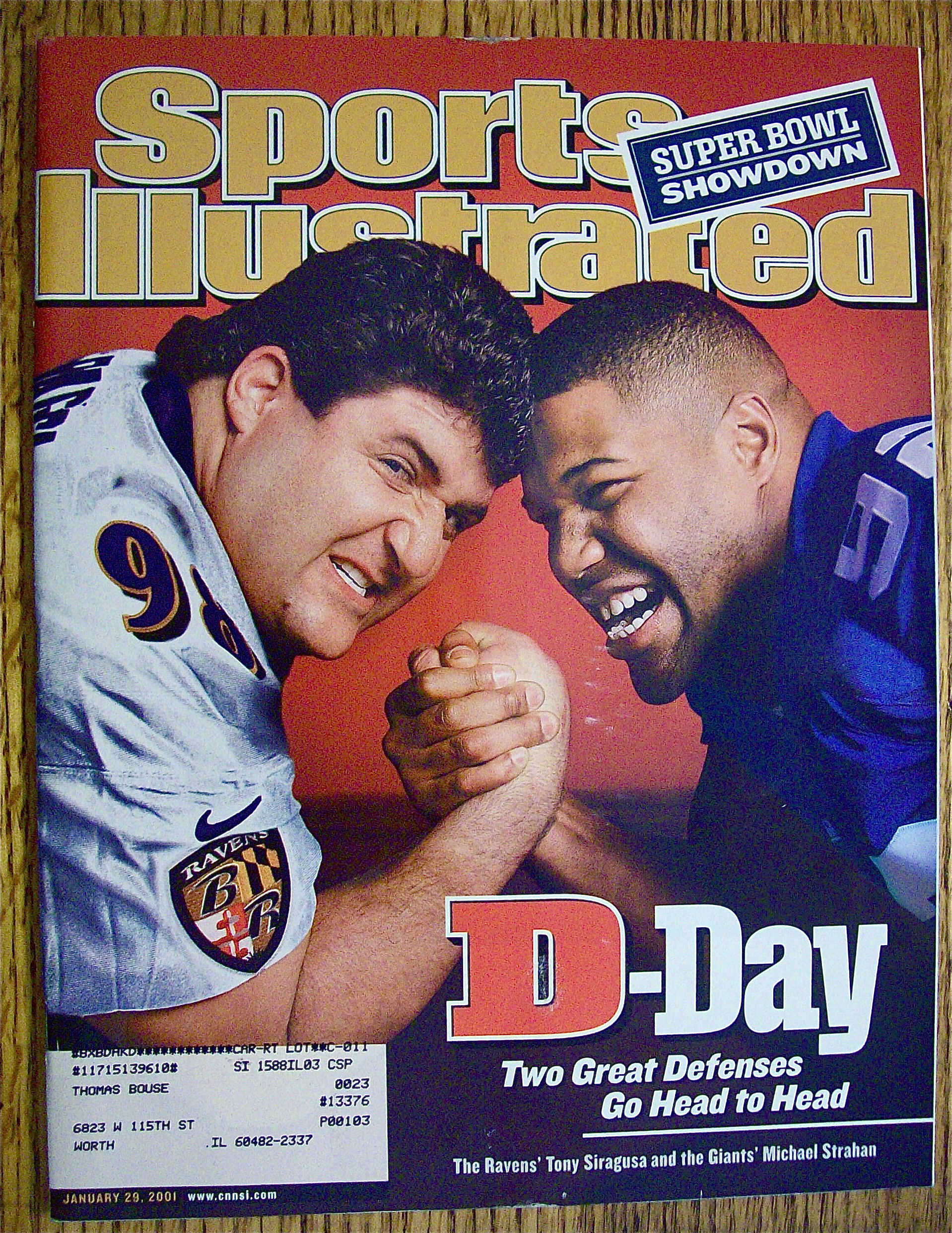 Sport Illustrated Magazine January 29, 2001 T. Siragusa