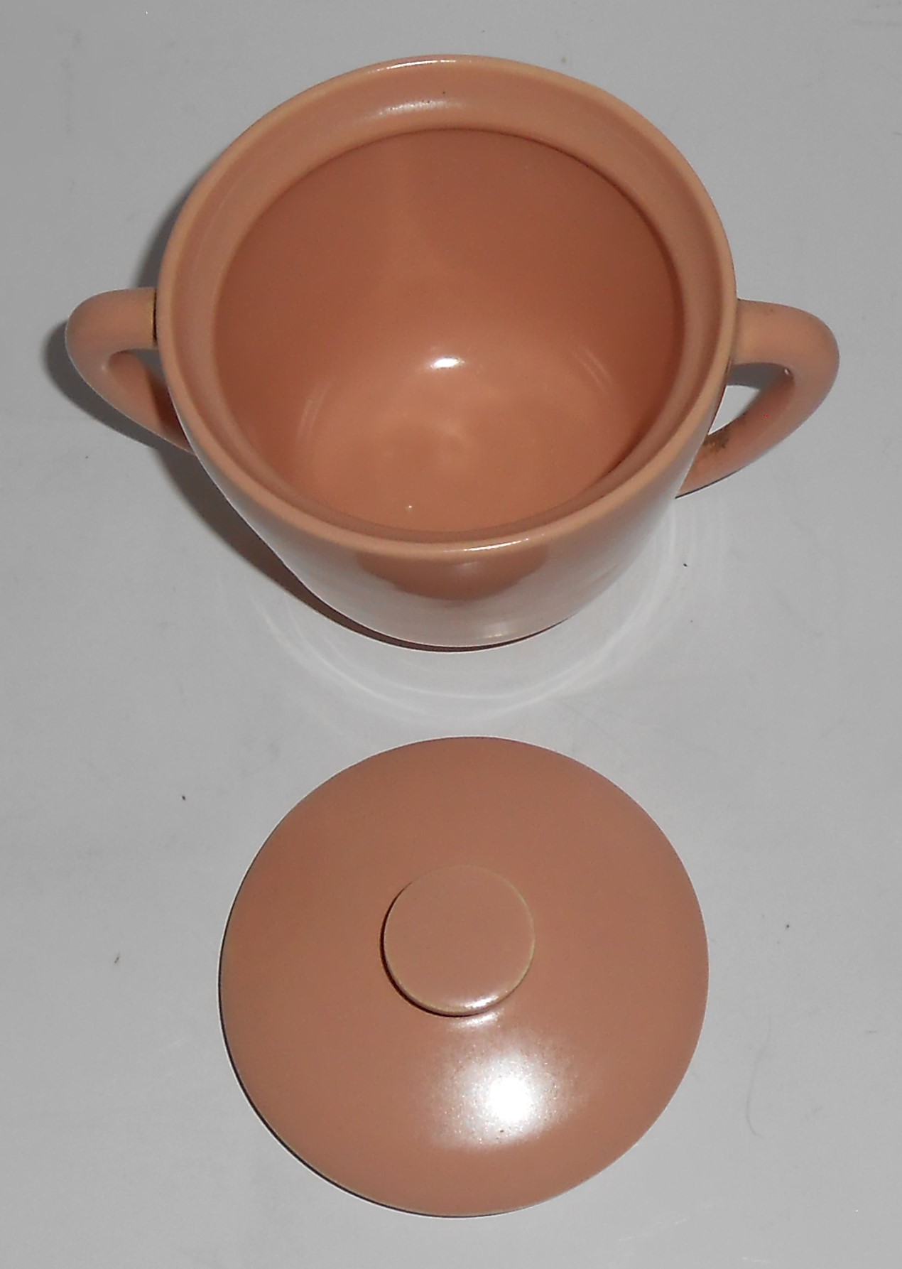Catalina Pottery Rancho Ware Satin Coral Sugar Bowl