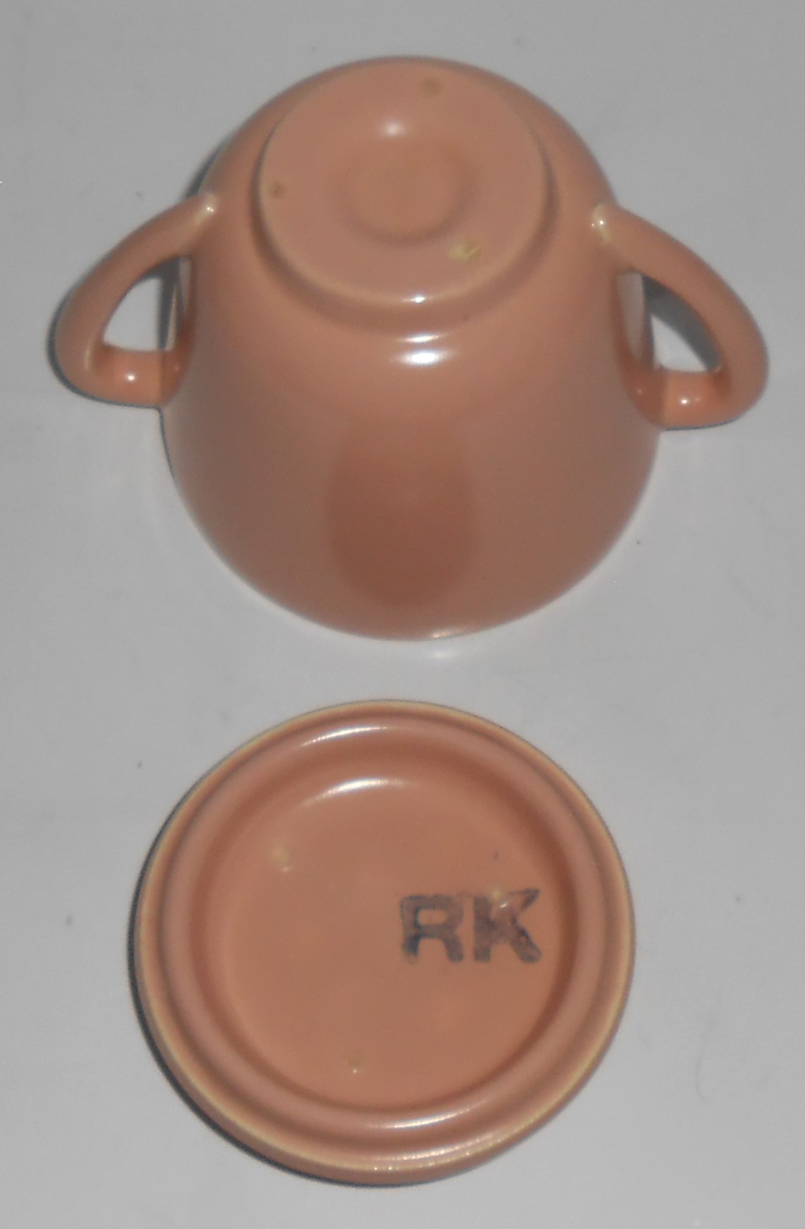 Catalina Pottery Rancho Ware Satin Coral Sugar Bowl