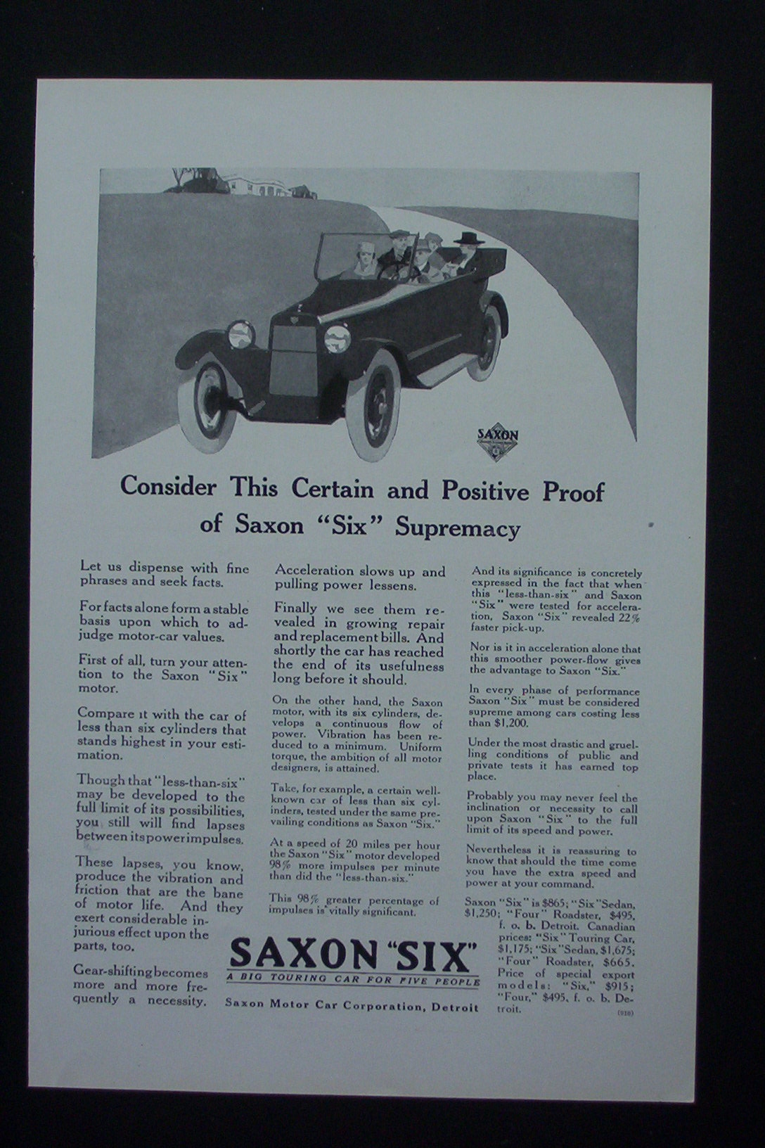 1917 Saxon Six with Old Fashioned Car
