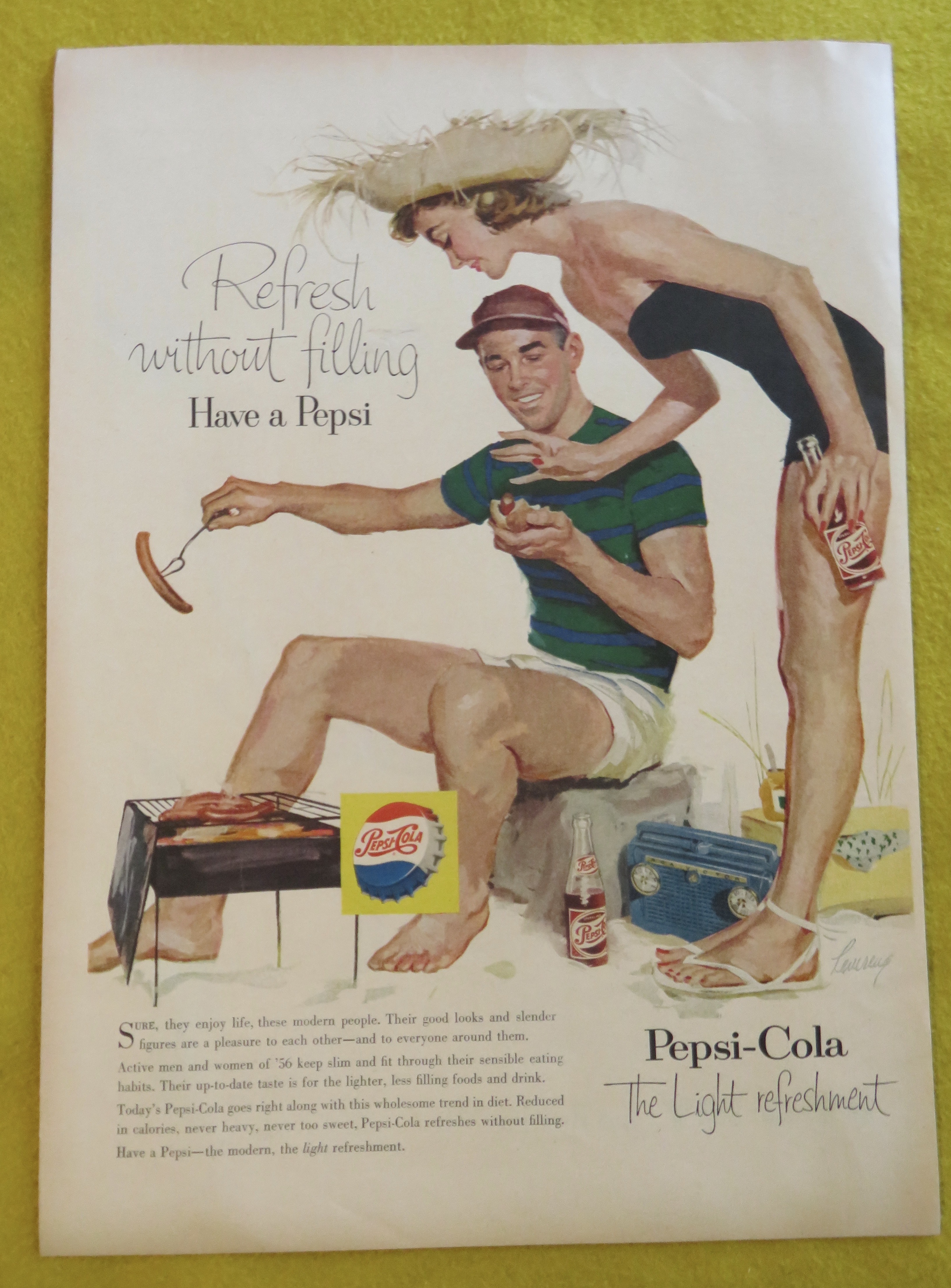 1956 Pepsi Cola (Pepsi) With Man Barbecuing Hot Dogs