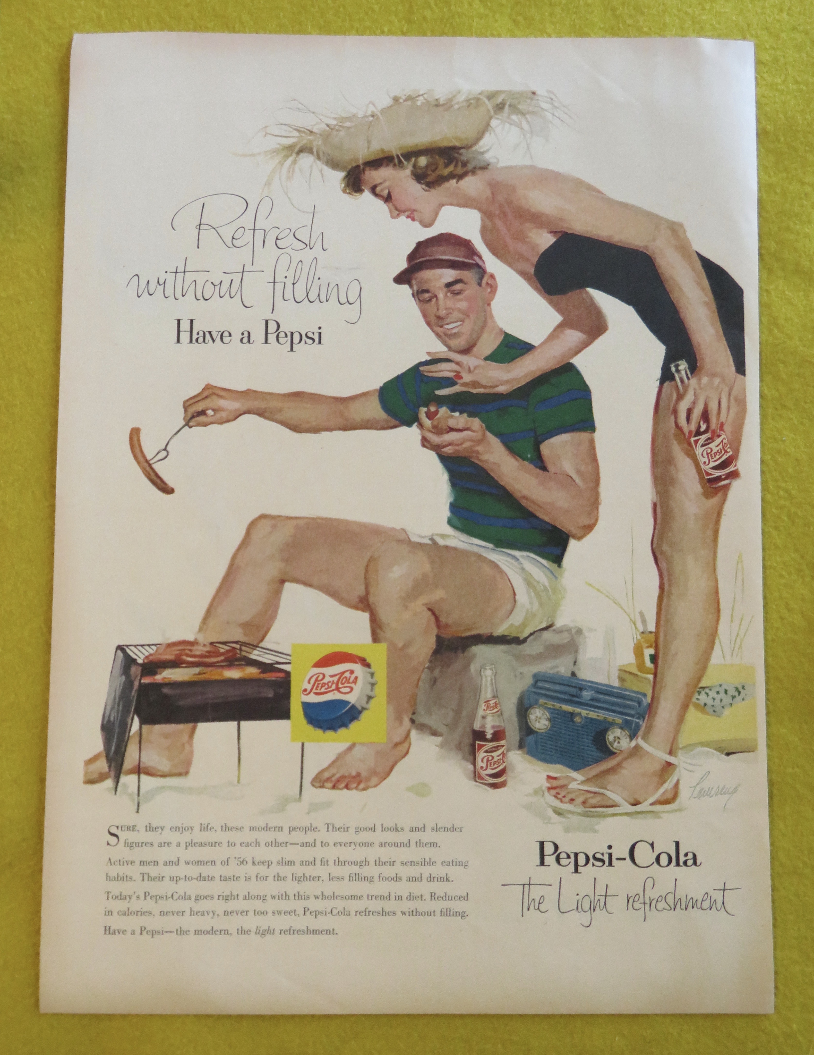 1956 Pepsi Cola (Pepsi) With Man Barbecuing Hot Dogs