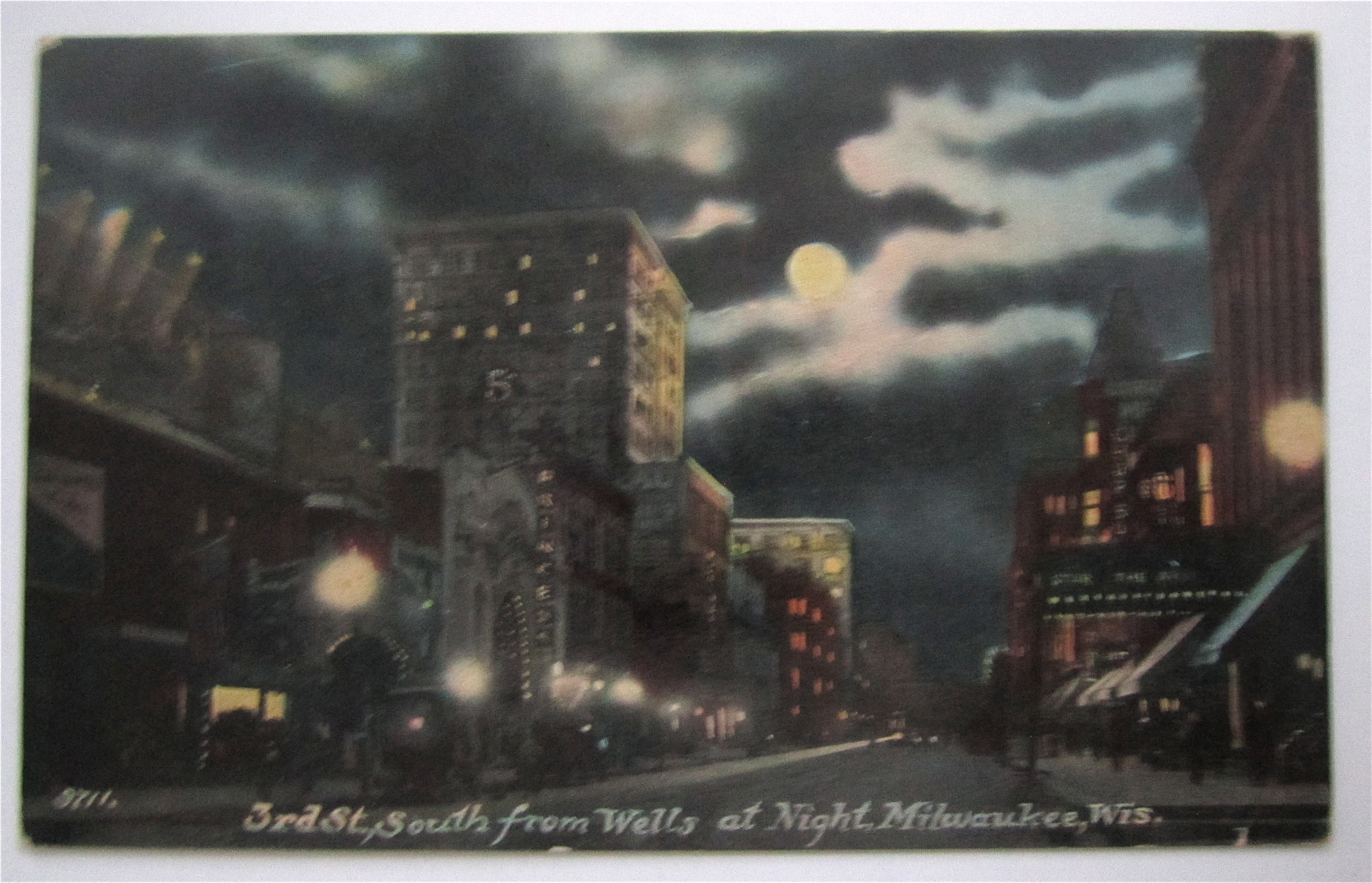 3rd St. South from Wells At Night, Milwaukee Postcard