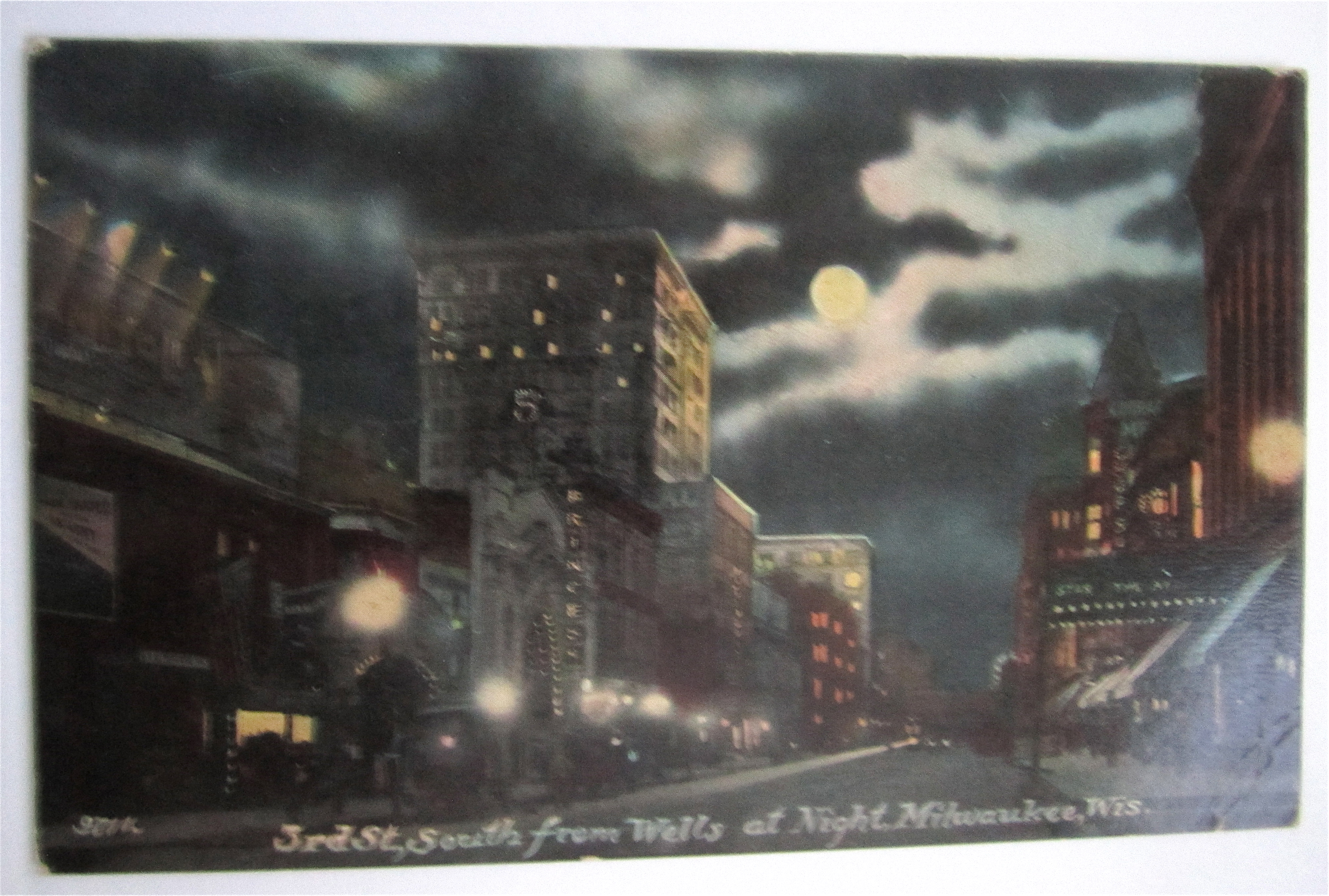 3rd St. South from Wells At Night, Milwaukee Postcard