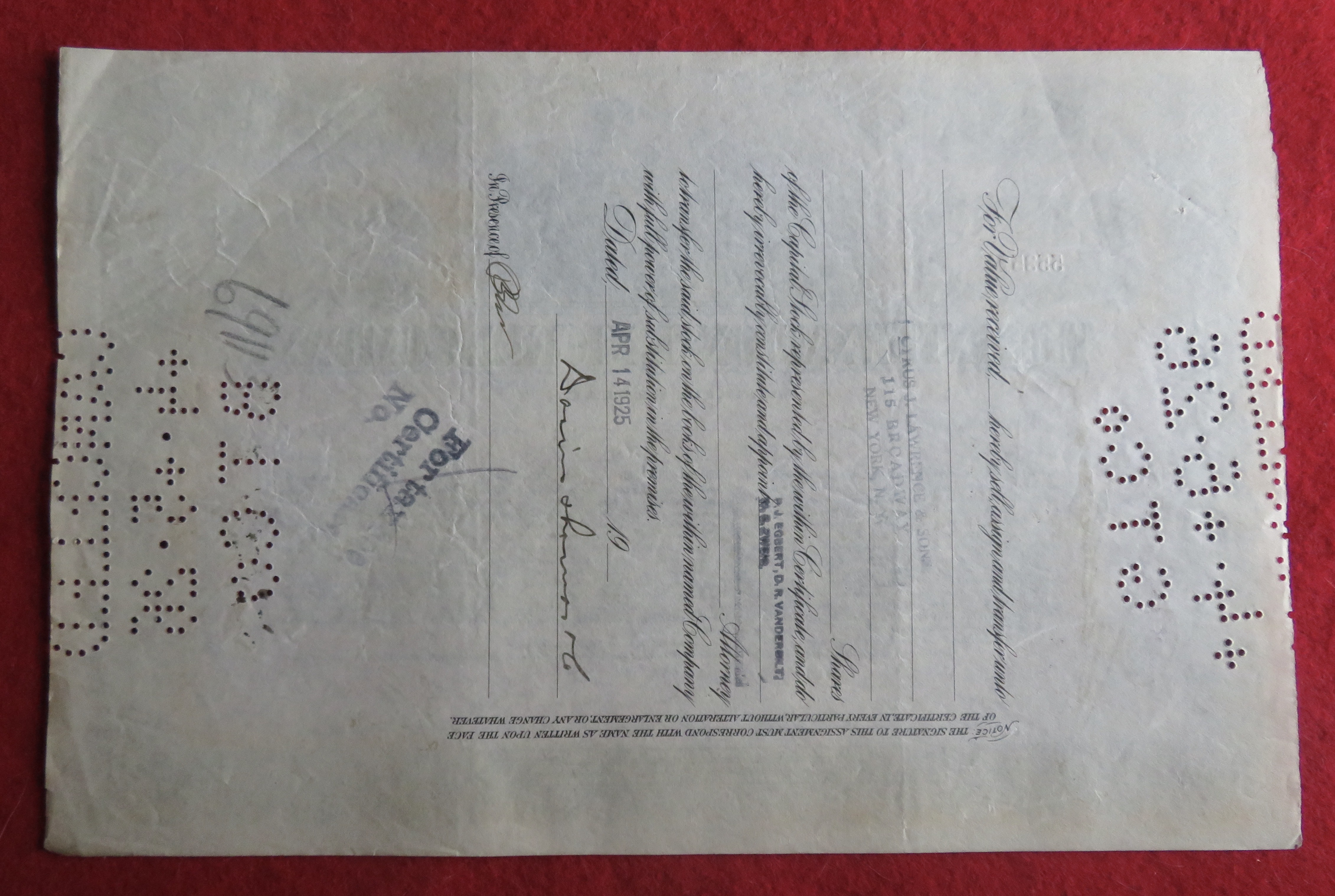 1925 The International Nickel Company Stock Certificate