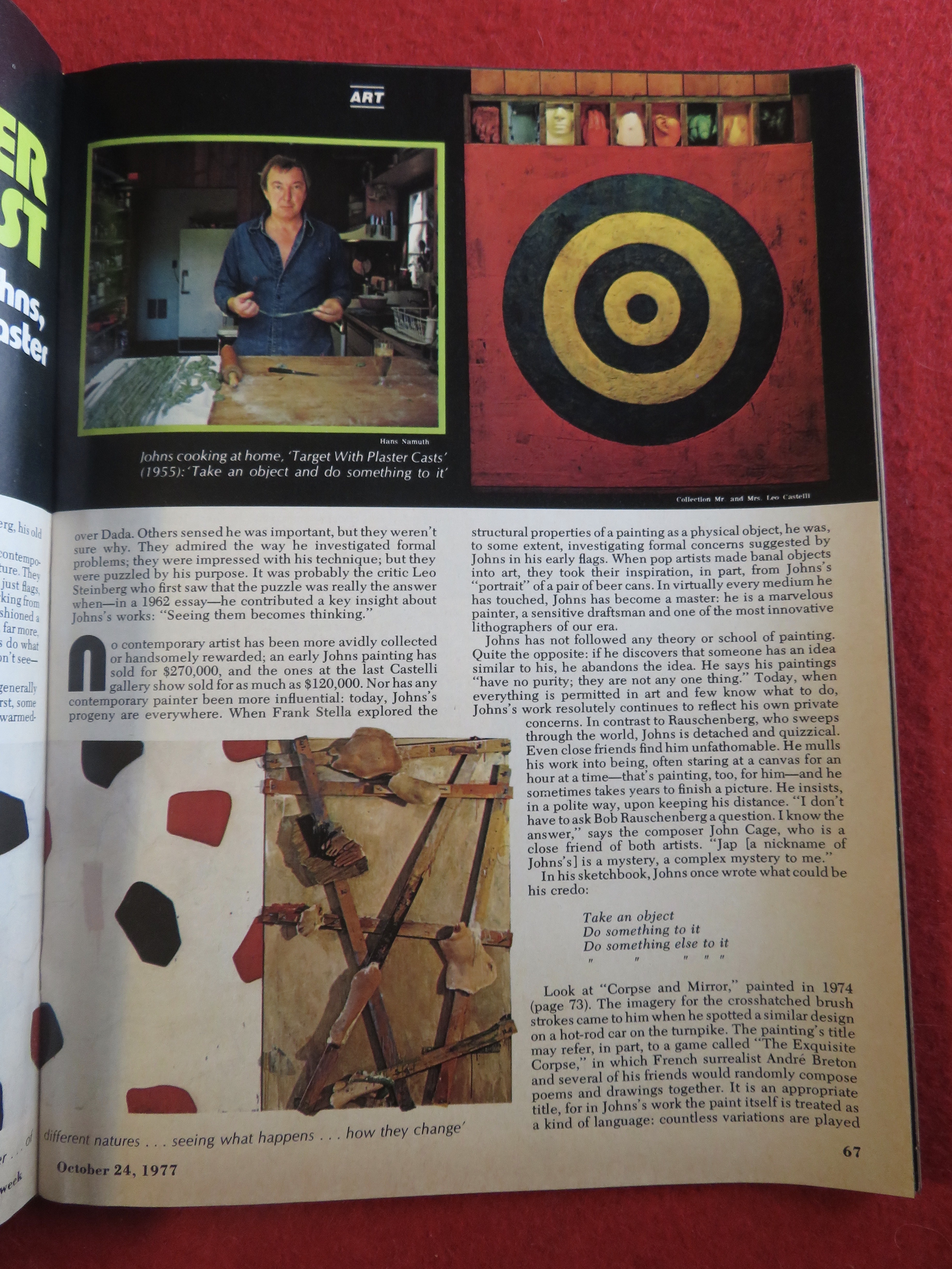 Newsweek Magazine October 24, 1977 Jasper Johns