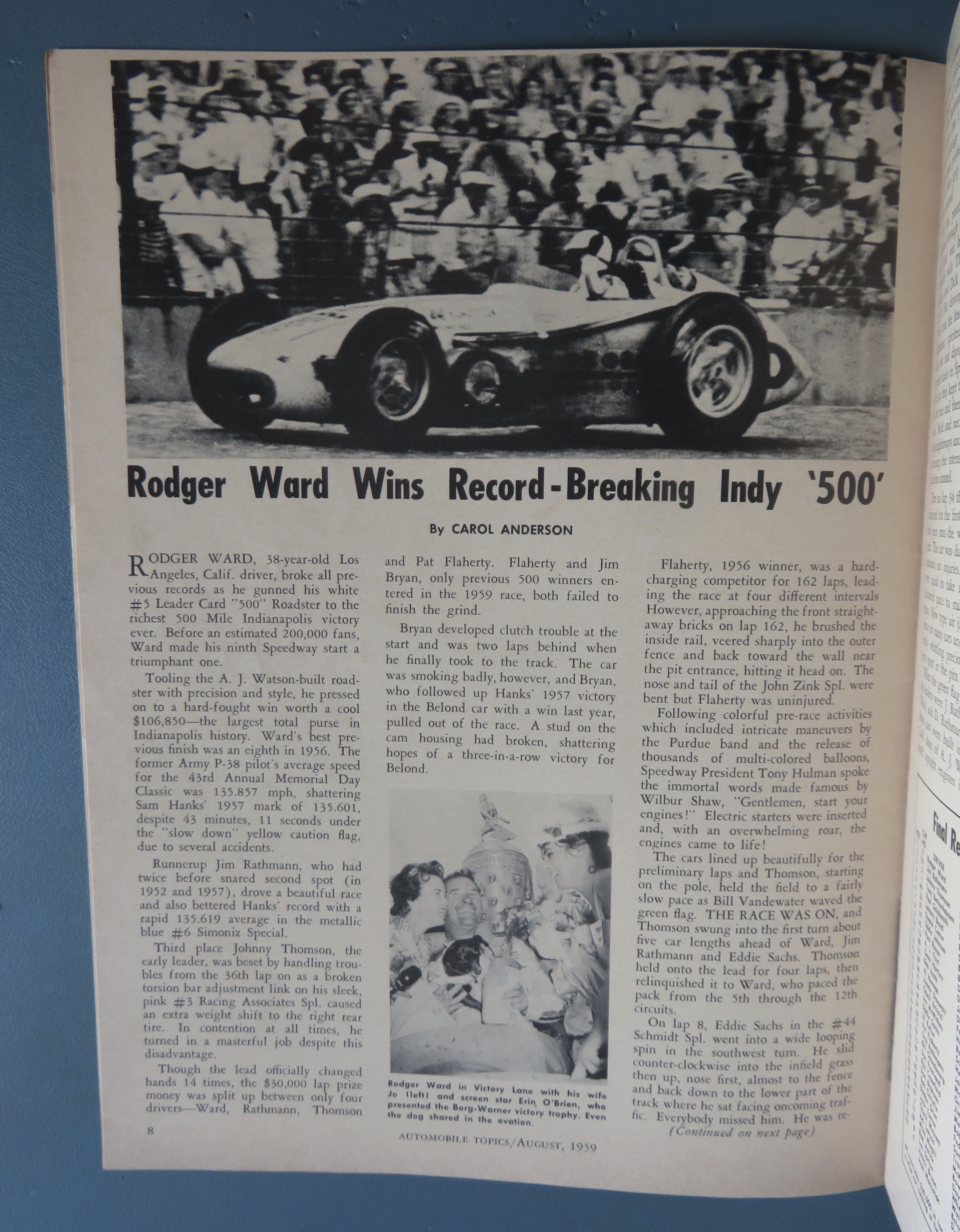 Automobile Topics Magazine August 1959 Rodger Ward