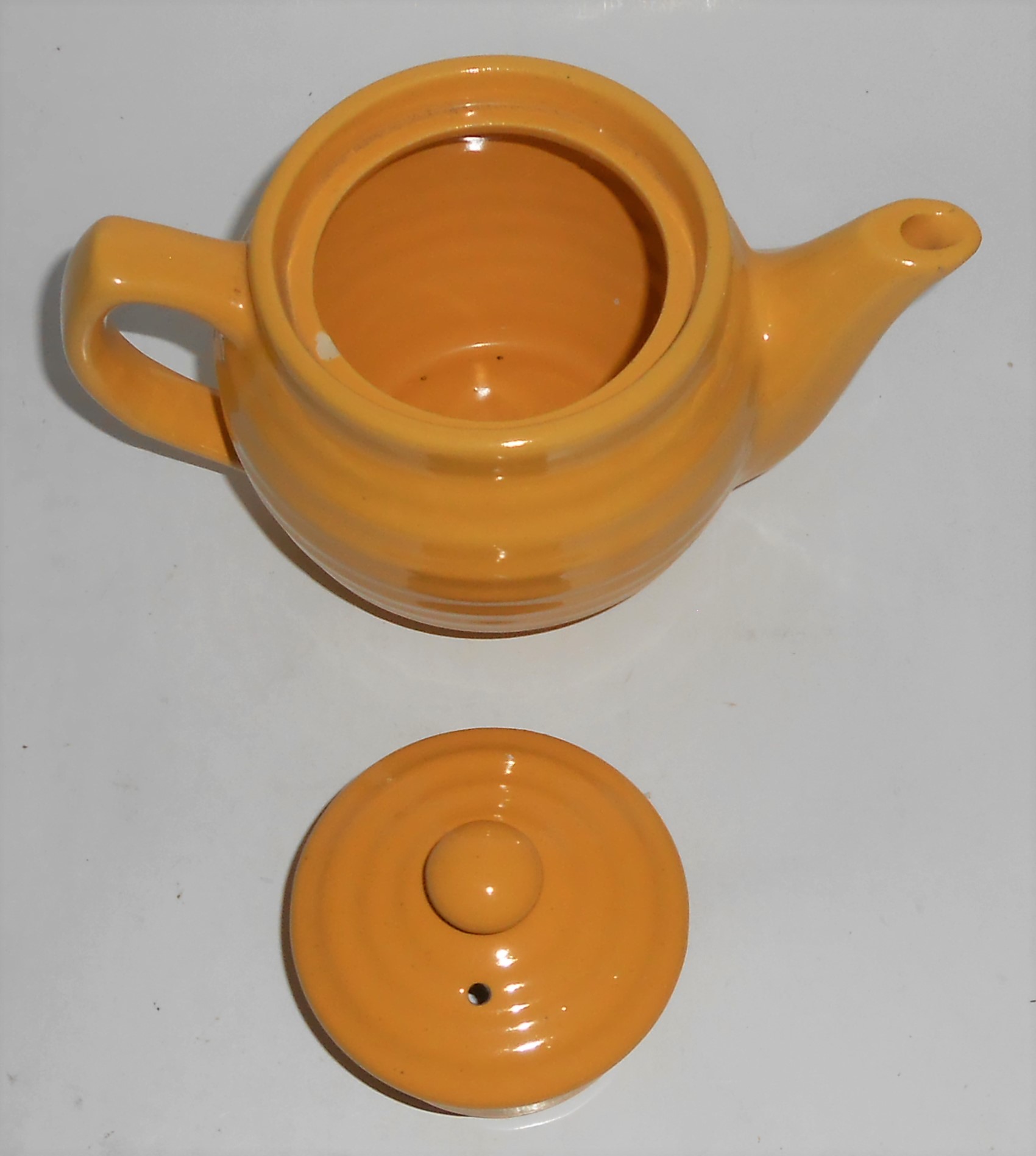 Bauer Pottery Ring Ware Yellow Individual Teapot