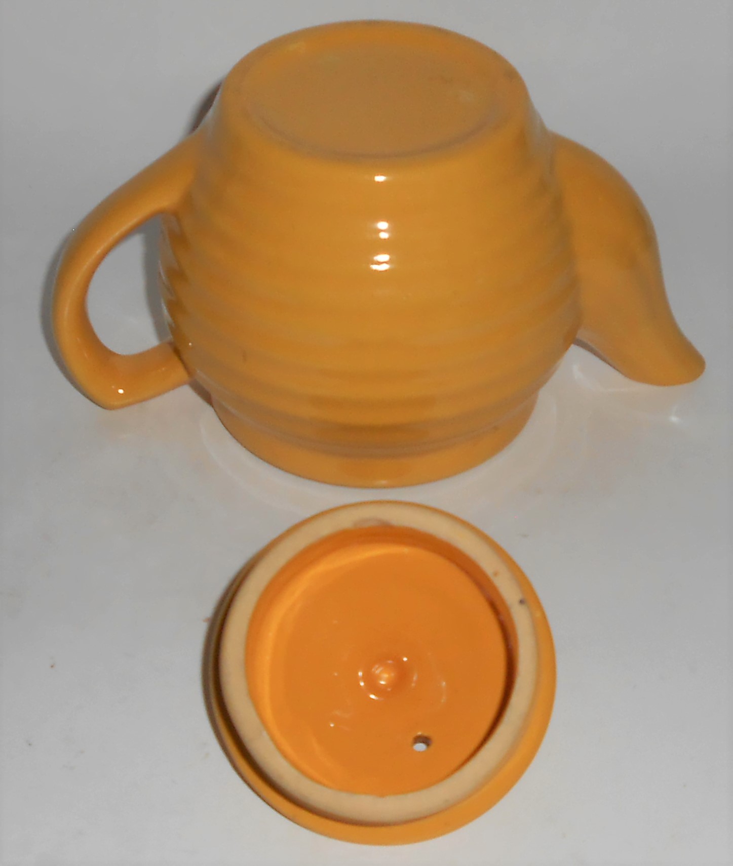 Bauer Pottery Ring Ware Yellow Individual Teapot