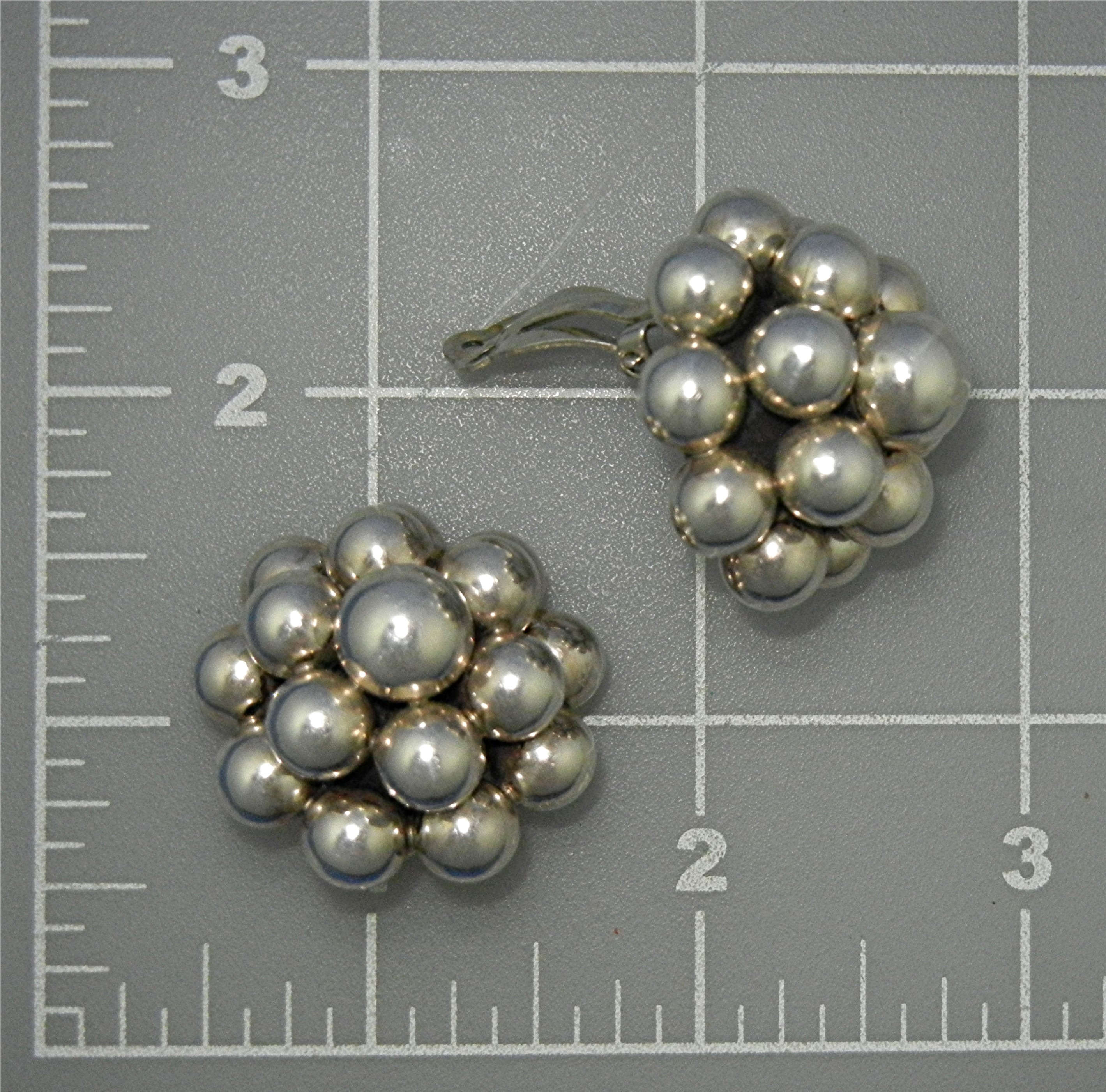 Zina Beverly Hills Sterling Silver Balls Clip Earrings