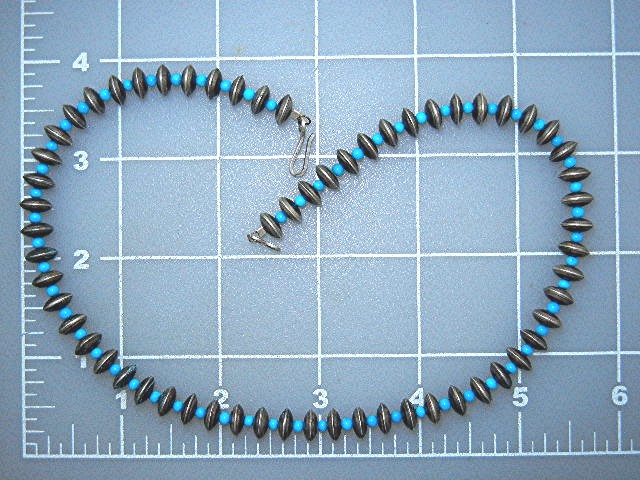 Navajo Sterling Silver Sleeping Beauty Beads Necklace