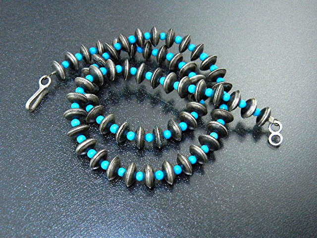 Navajo Sterling Silver Sleeping Beauty Beads Necklace