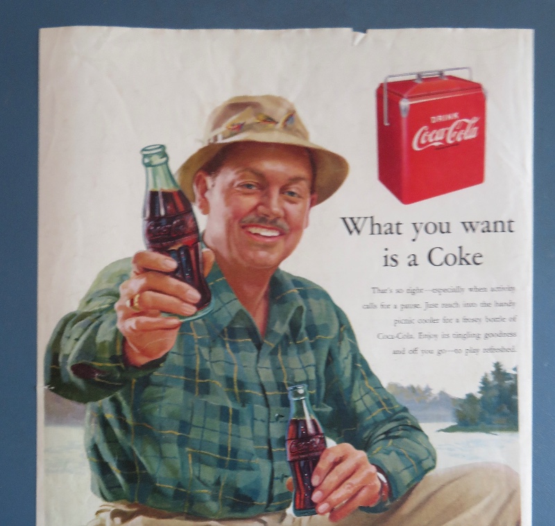 1952 Coca Cola (Coke) with Man in a Boat Holding a Bottle of Coke