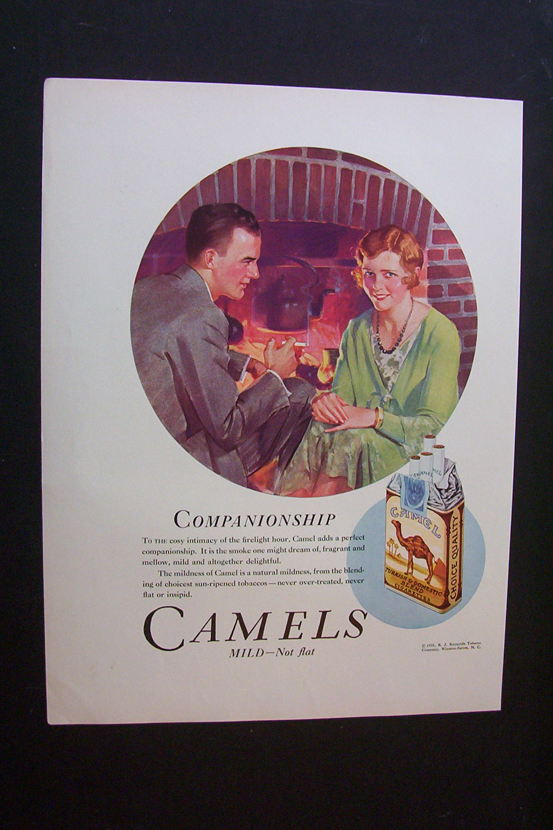 1931 Camel Cigarettes with a Man Smoking a Cigarette