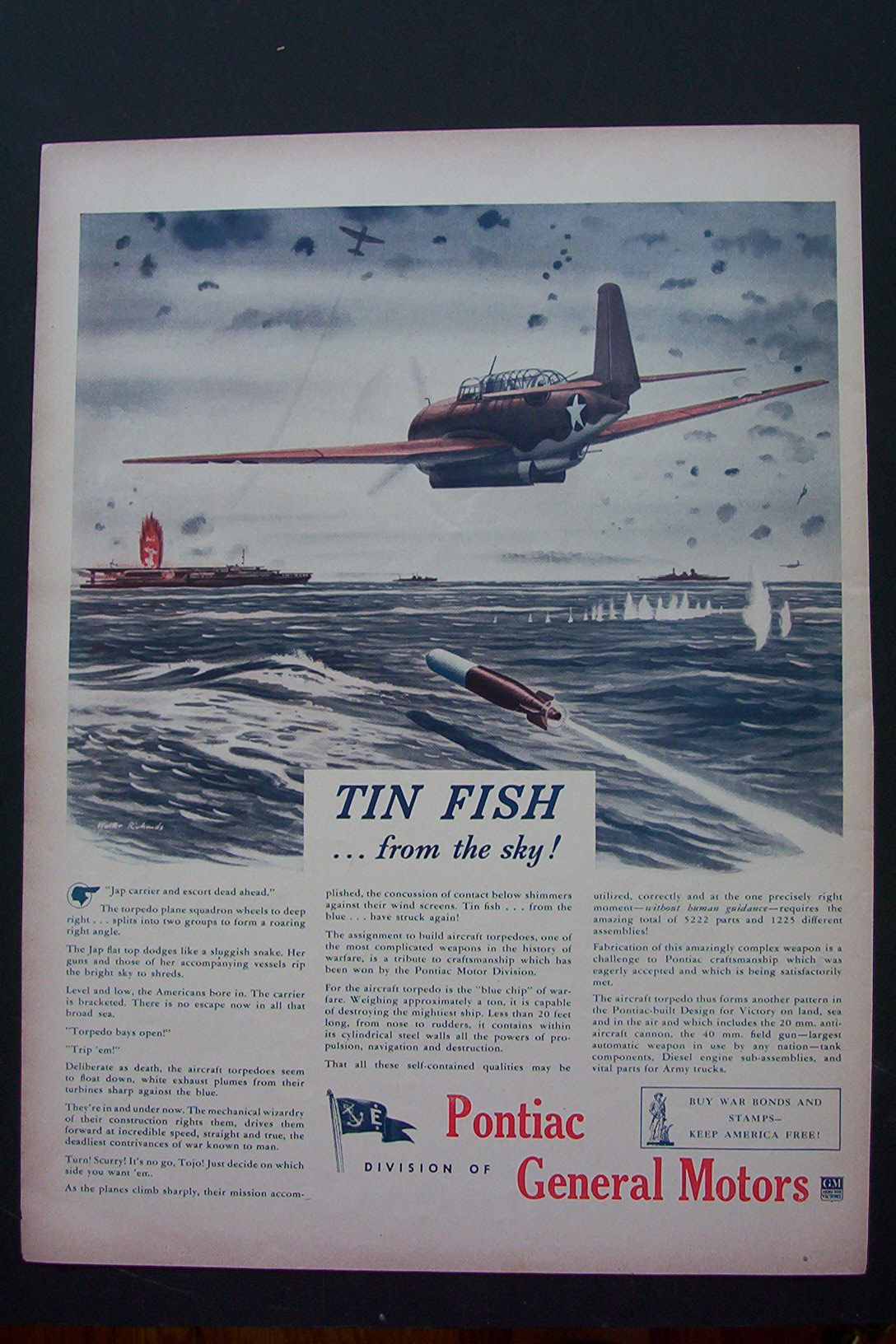 1943 Pontiac with Plane Flying Over The Water