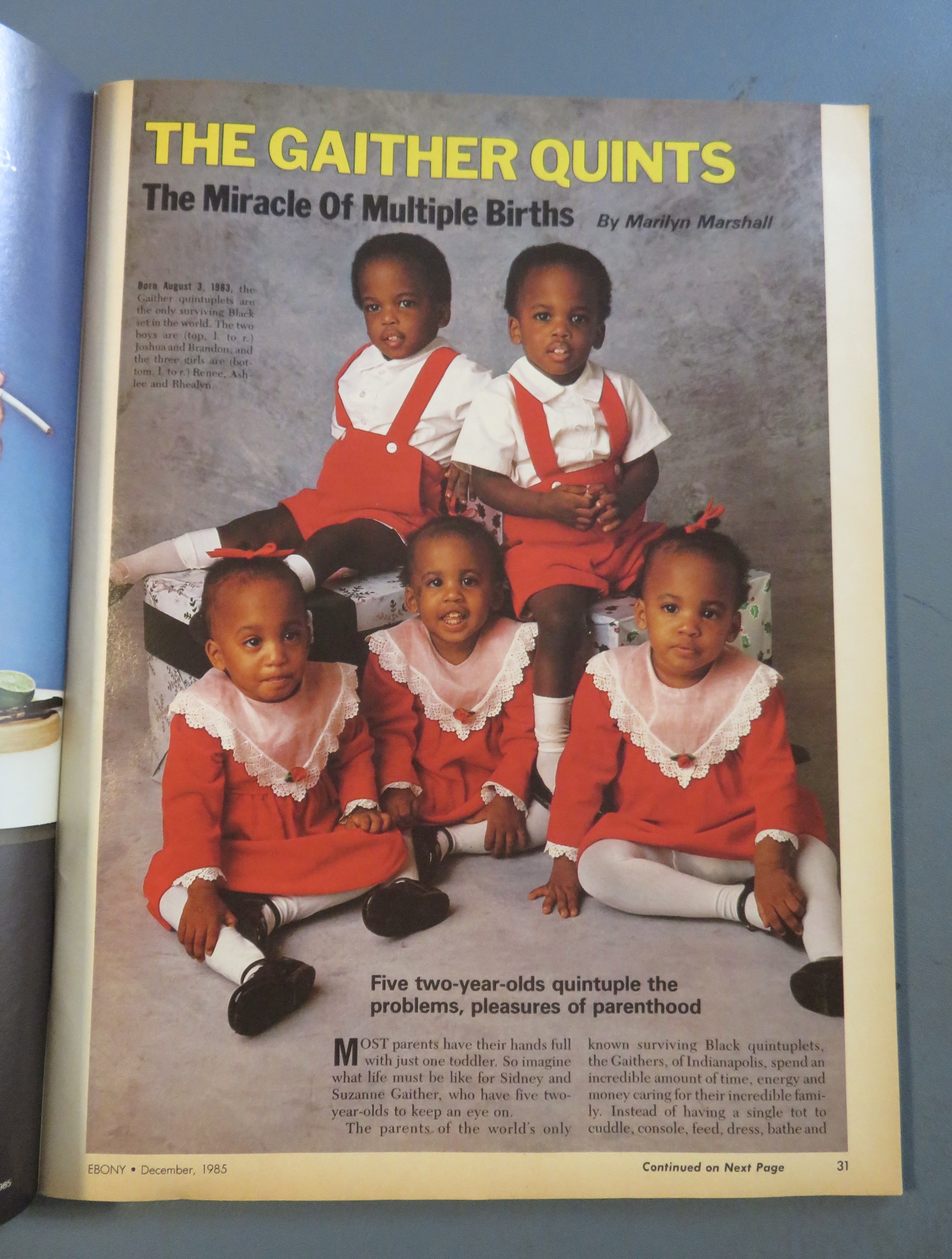 Ebony Magazine December 1985 Gaither Quints