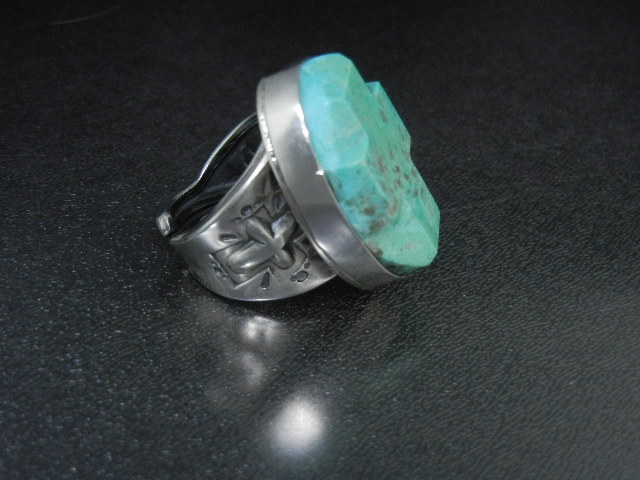 David Troutman Sterling Silver Carved Turquoise Cross R