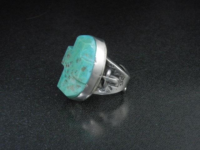 David Troutman Sterling Silver Carved Turquoise Cross R