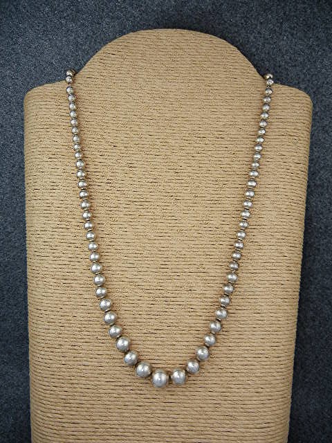 Native American Sterling Silver Beads Necklace