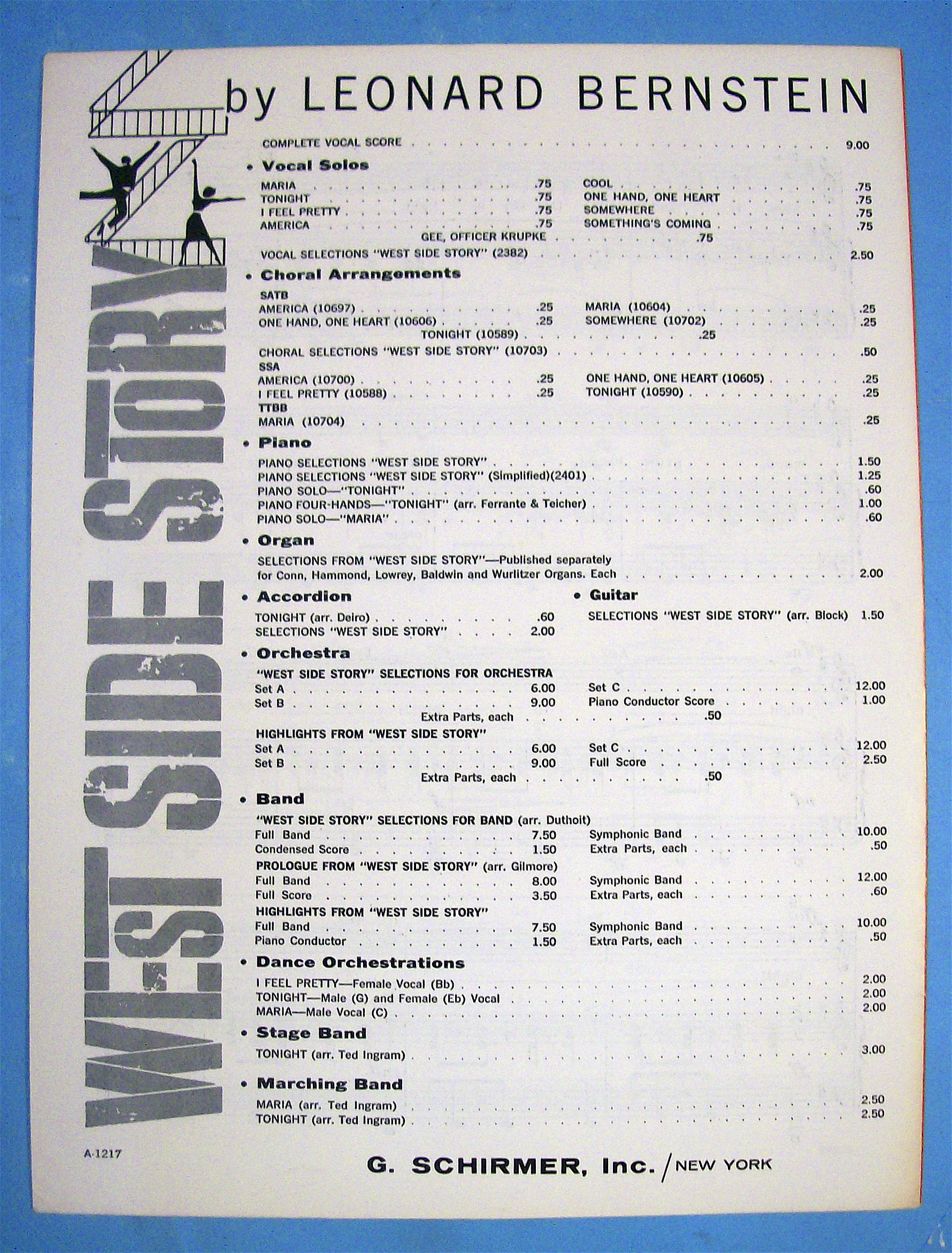 Sheet Music For 1957 Tonight (West Side Story)