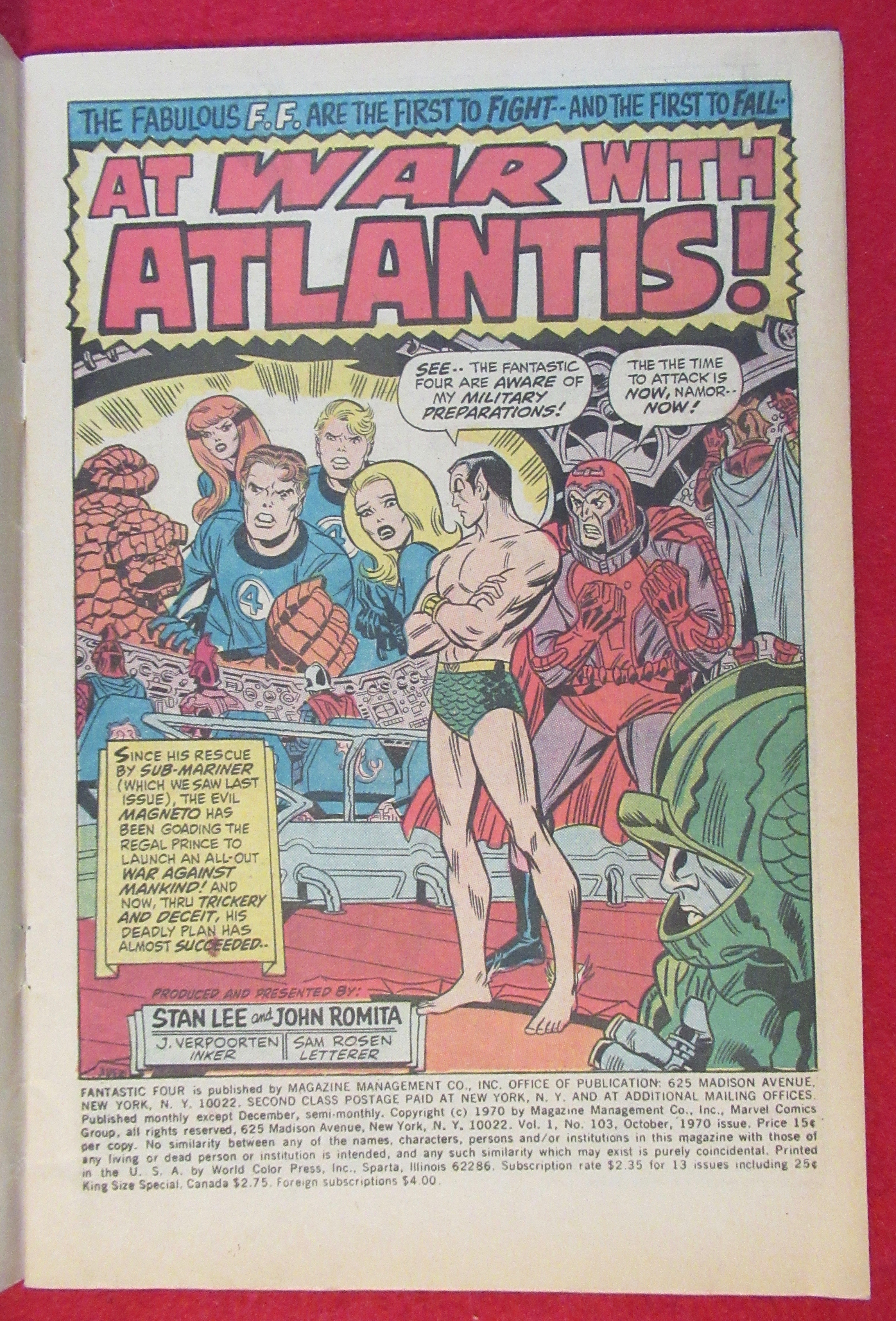 Fantastic Four Comic October 1970 At War With Atlantis