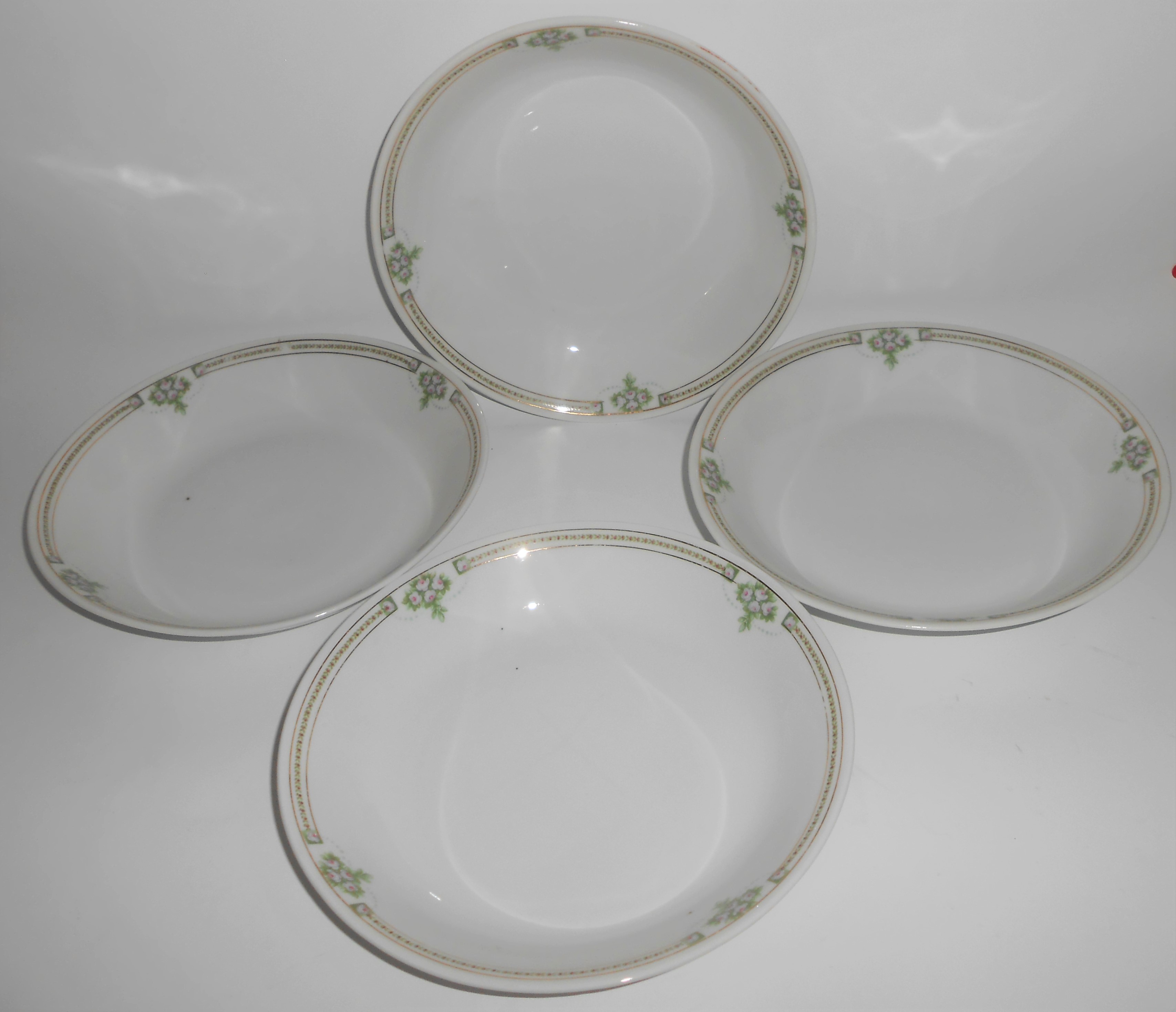 Weimar Porcelain China Green Laurel & Swags w/Pink Rose