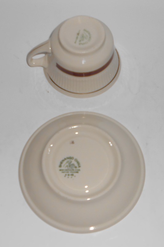 Shenango Restaurant Ware China Maroon w/Gold Bands Cup & Saucer Set