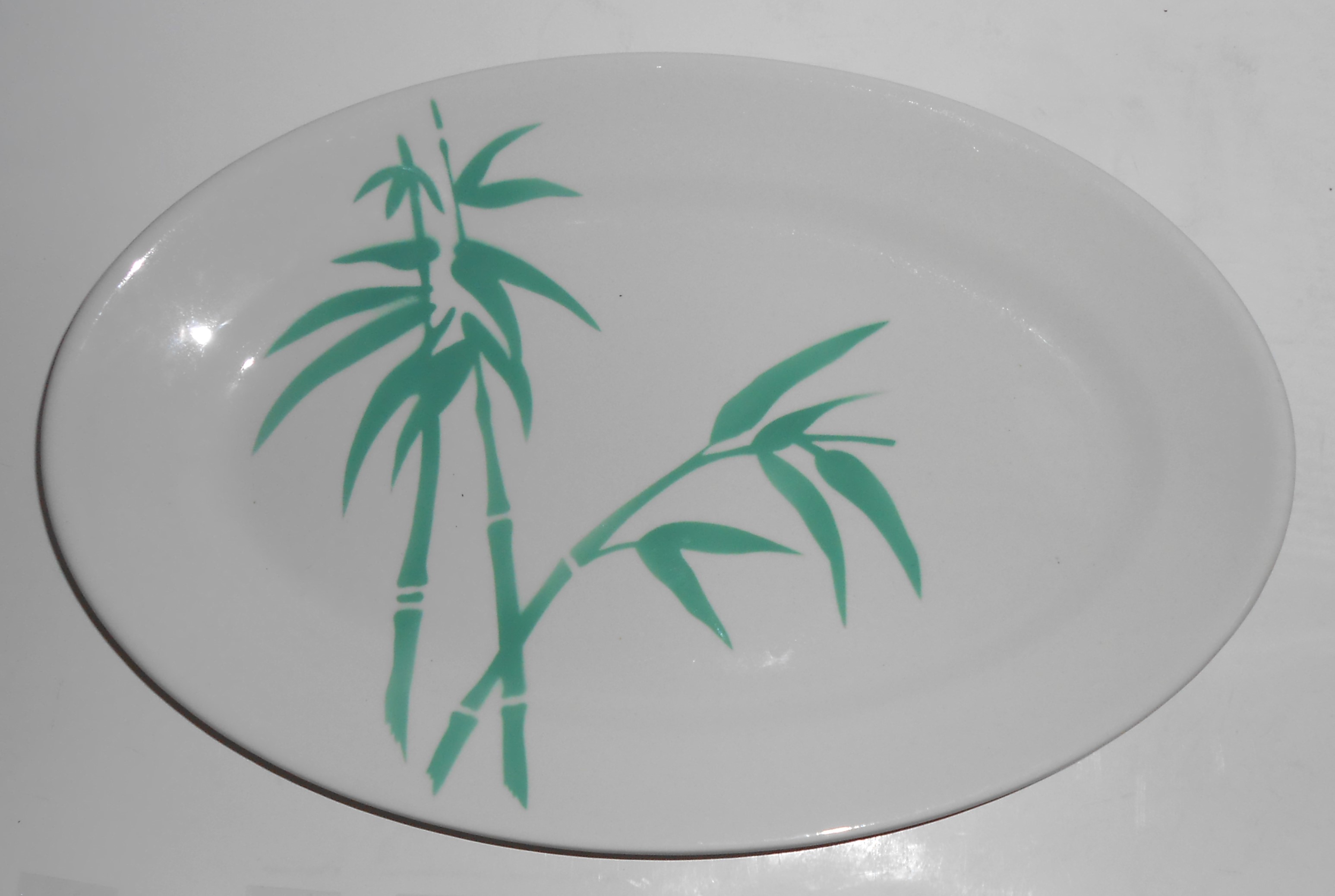 VINTAGE Wallace China Restaurant Ware Green Bamboo Plat