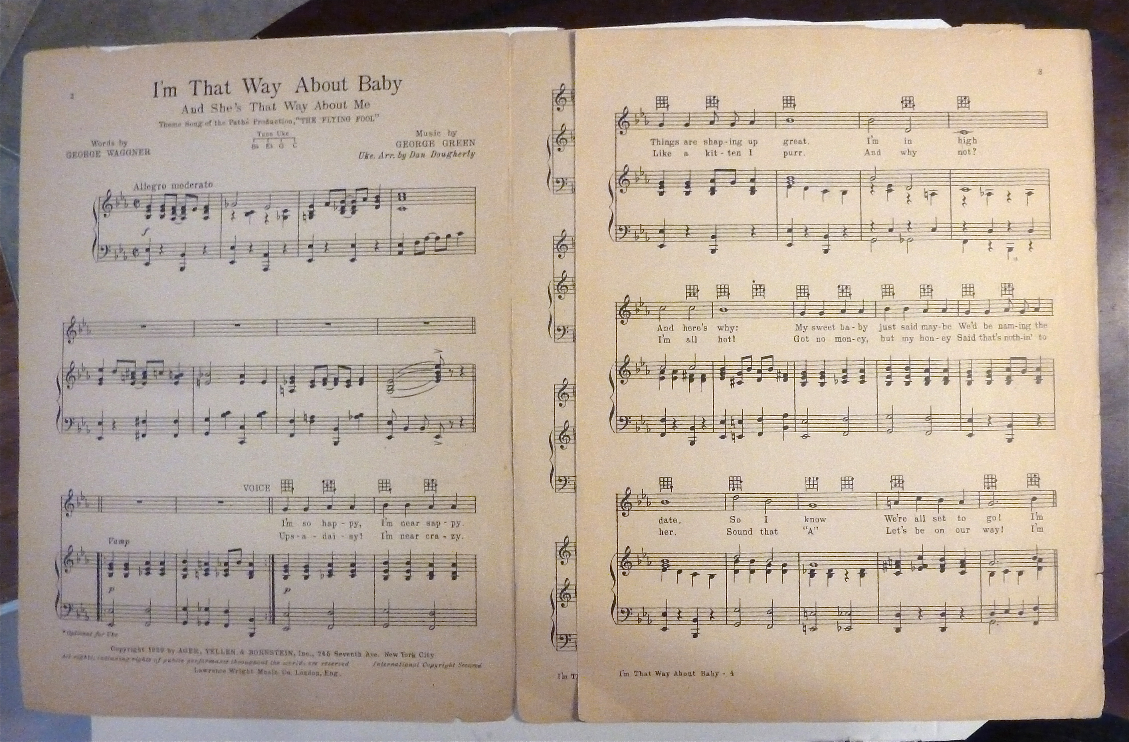 1929 Sheet Music Of I'm That Way About Baby