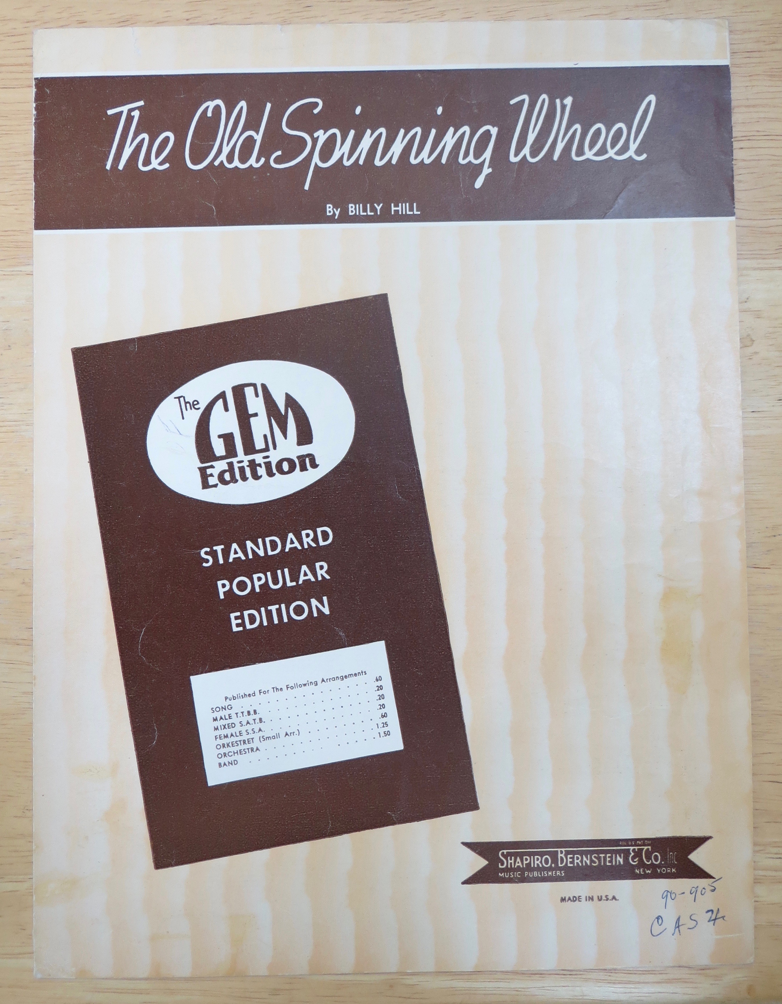 1933 The Old Spinning Wheel By Billy Hill