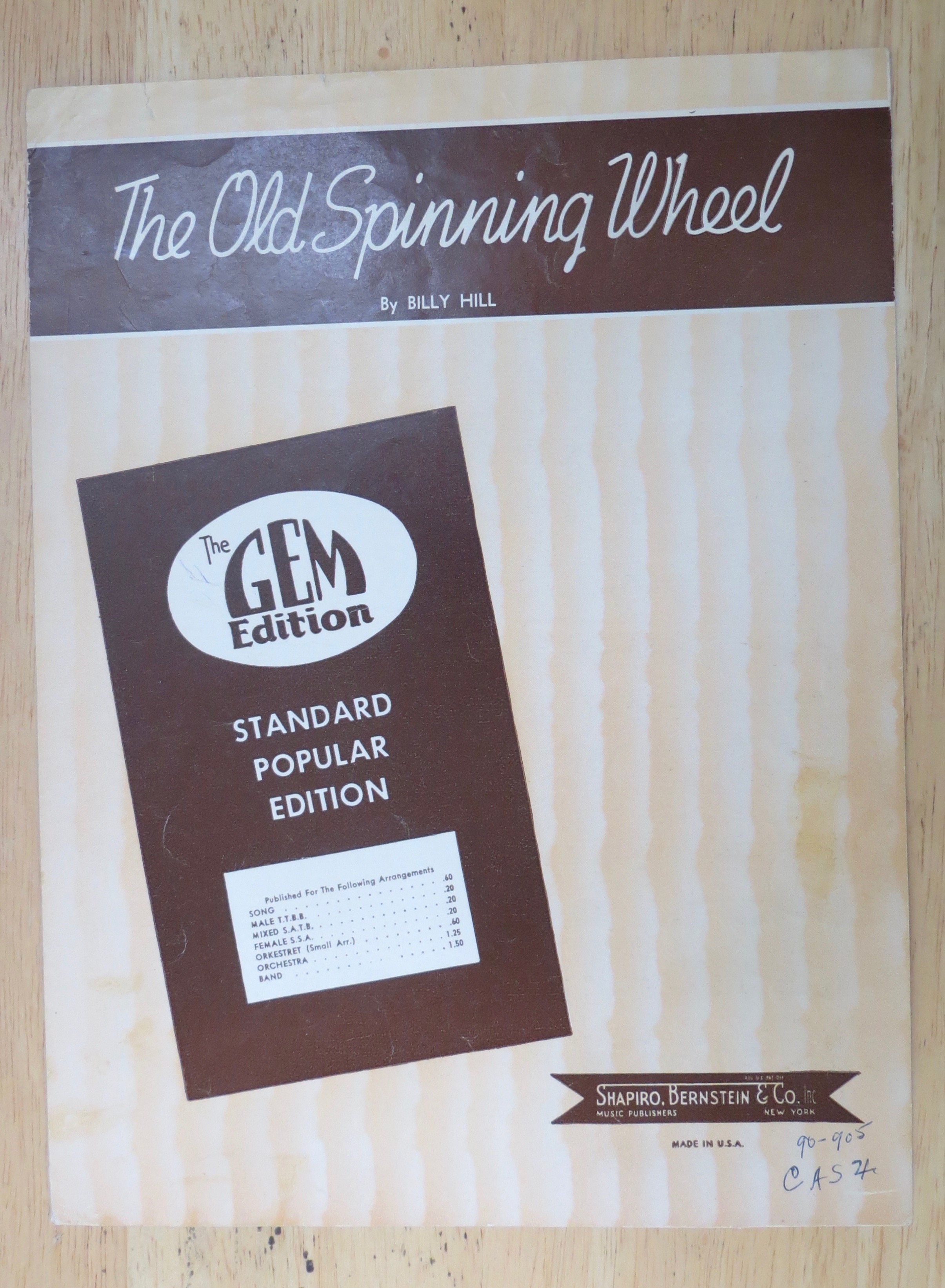 1933 The Old Spinning Wheel By Billy Hill