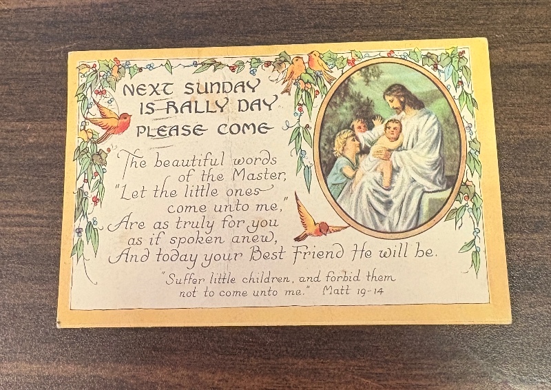 1937 Vintage Religious Rally Day Postcard - Jamestown NY Buffalo St M.E. Church