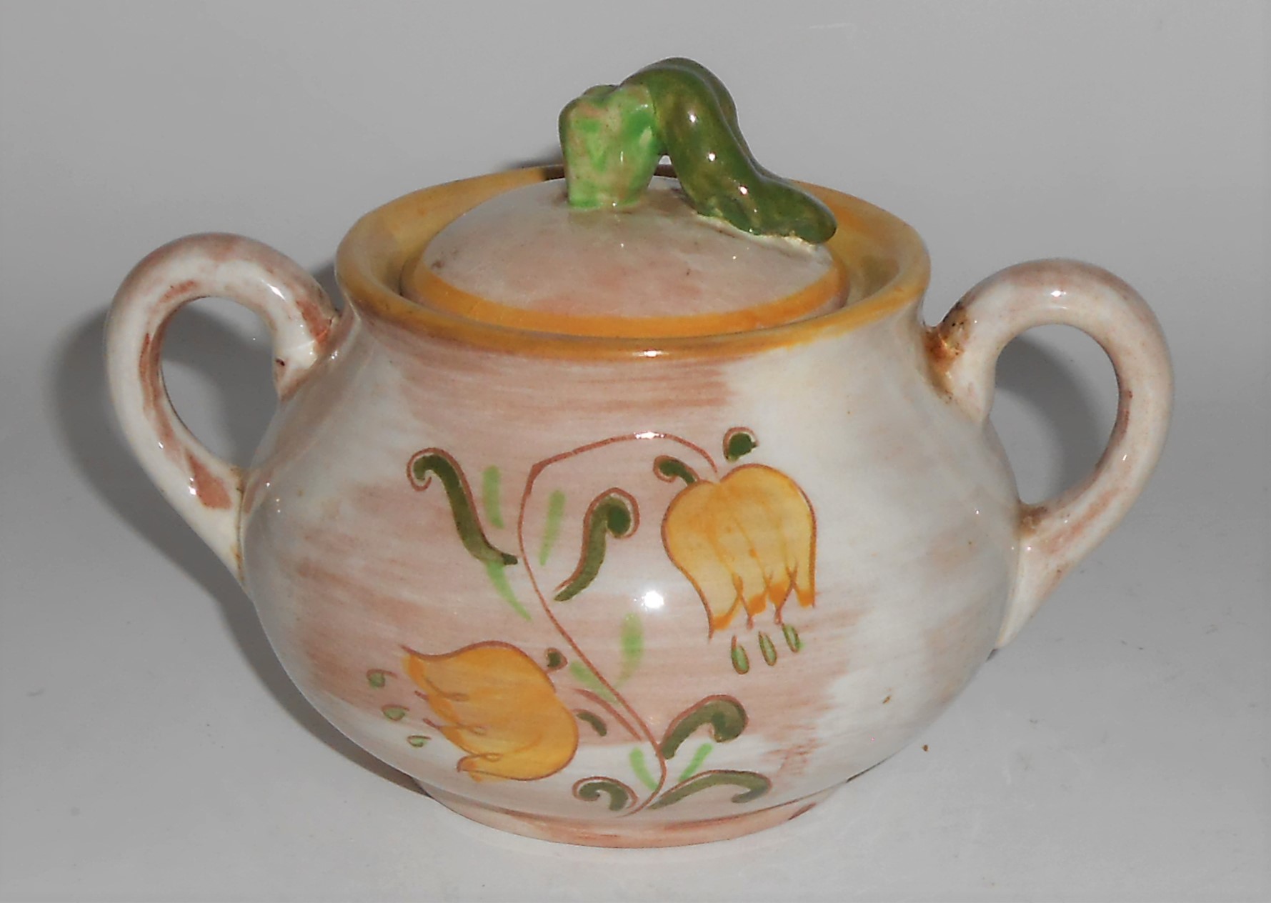 Stangl Pottery Yellow Tulip Terra Rose Sugar Bowl