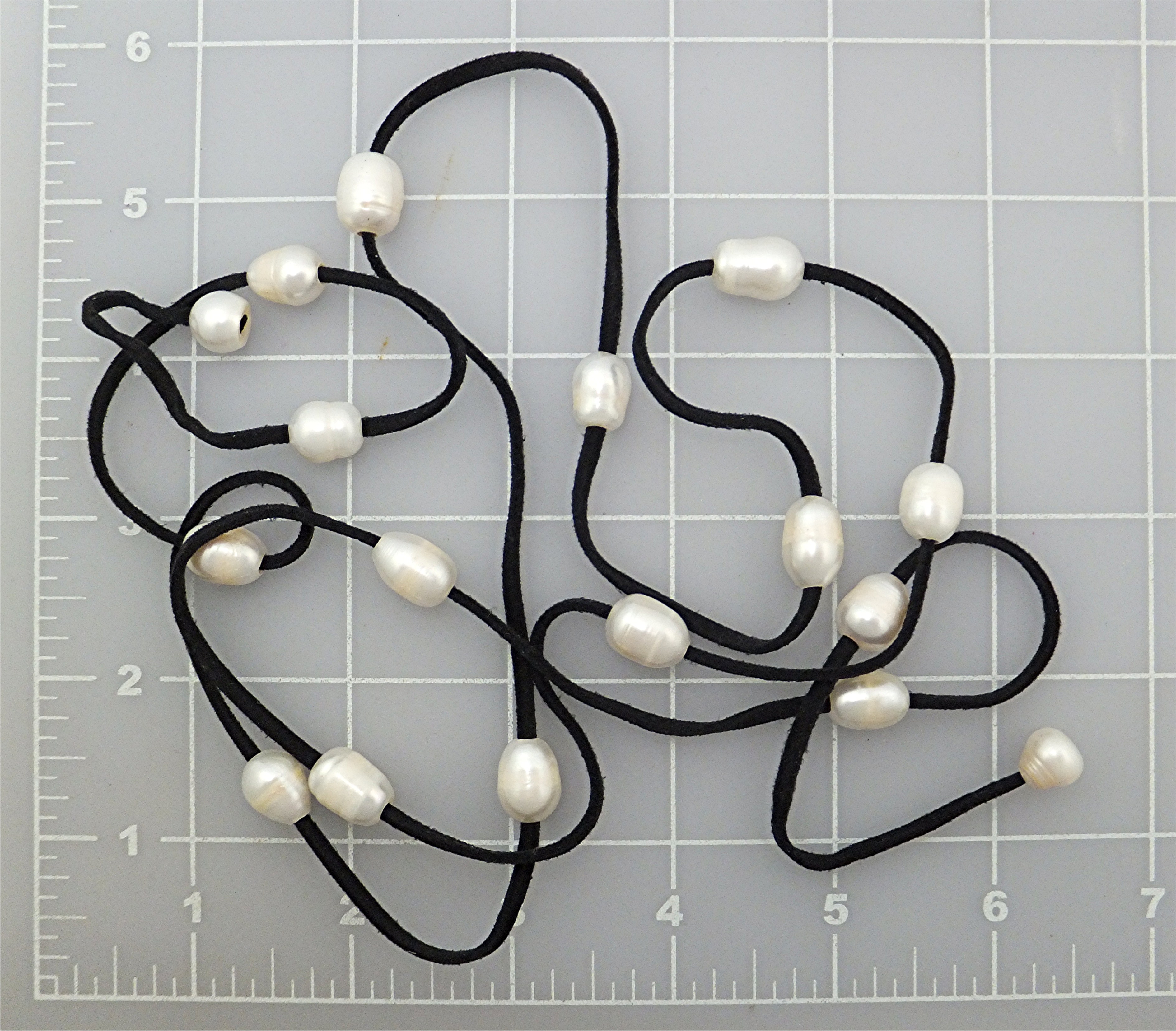 Necklace Black Suede Leather Freshwater Pearl Lariat