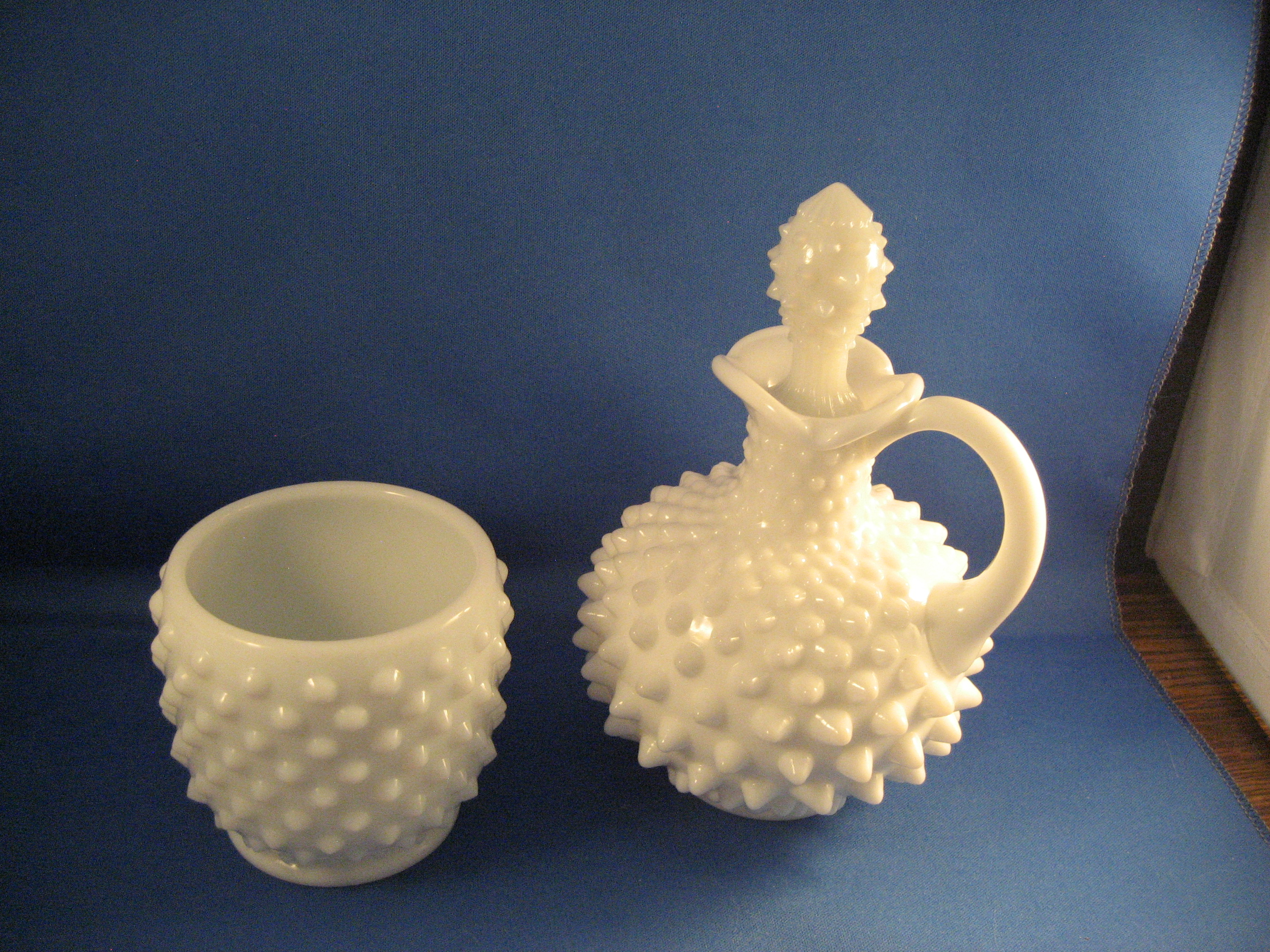 Fenton Milk Glass Hobnail Sugar and Cream