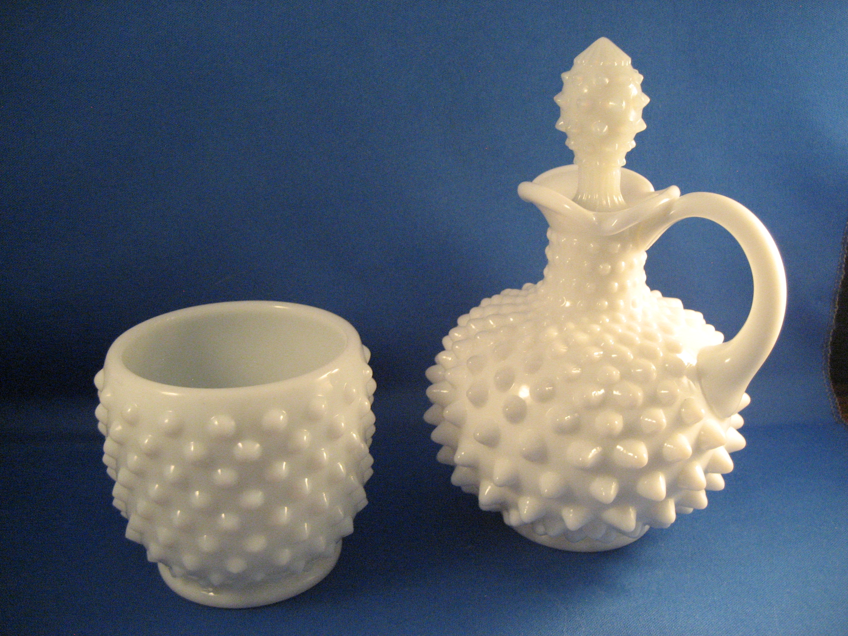 Fenton Milk Glass Hobnail Sugar and Cream