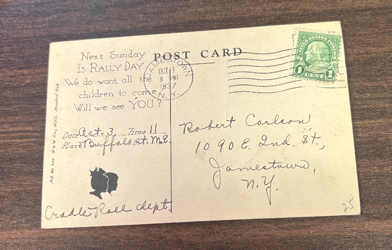 1937 Vintage Religious Rally Day Postcard - Jamestown NY Buffalo St M.E. Church