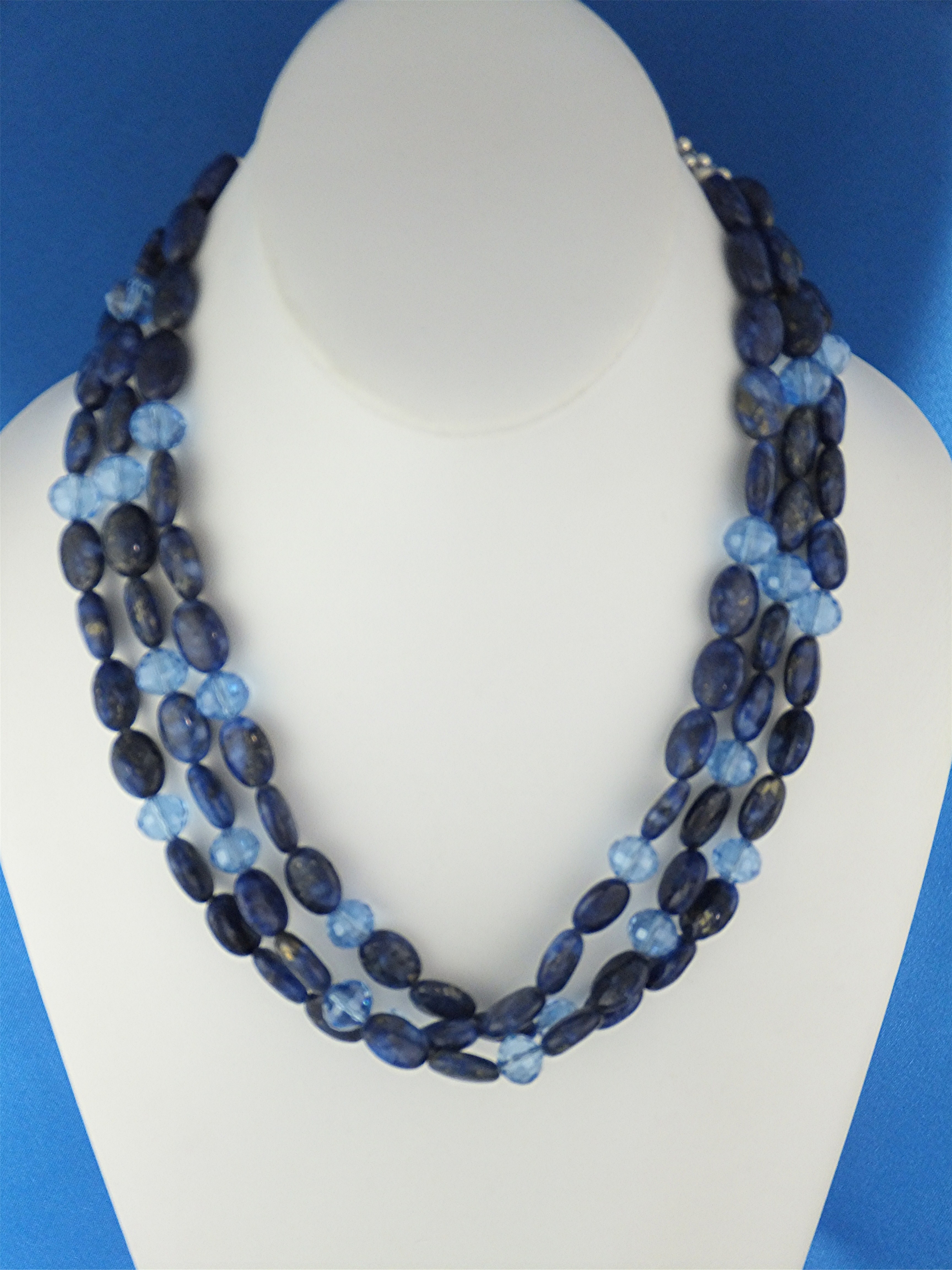 Lapis Swarovski Crystal Sterling Silver Necklace