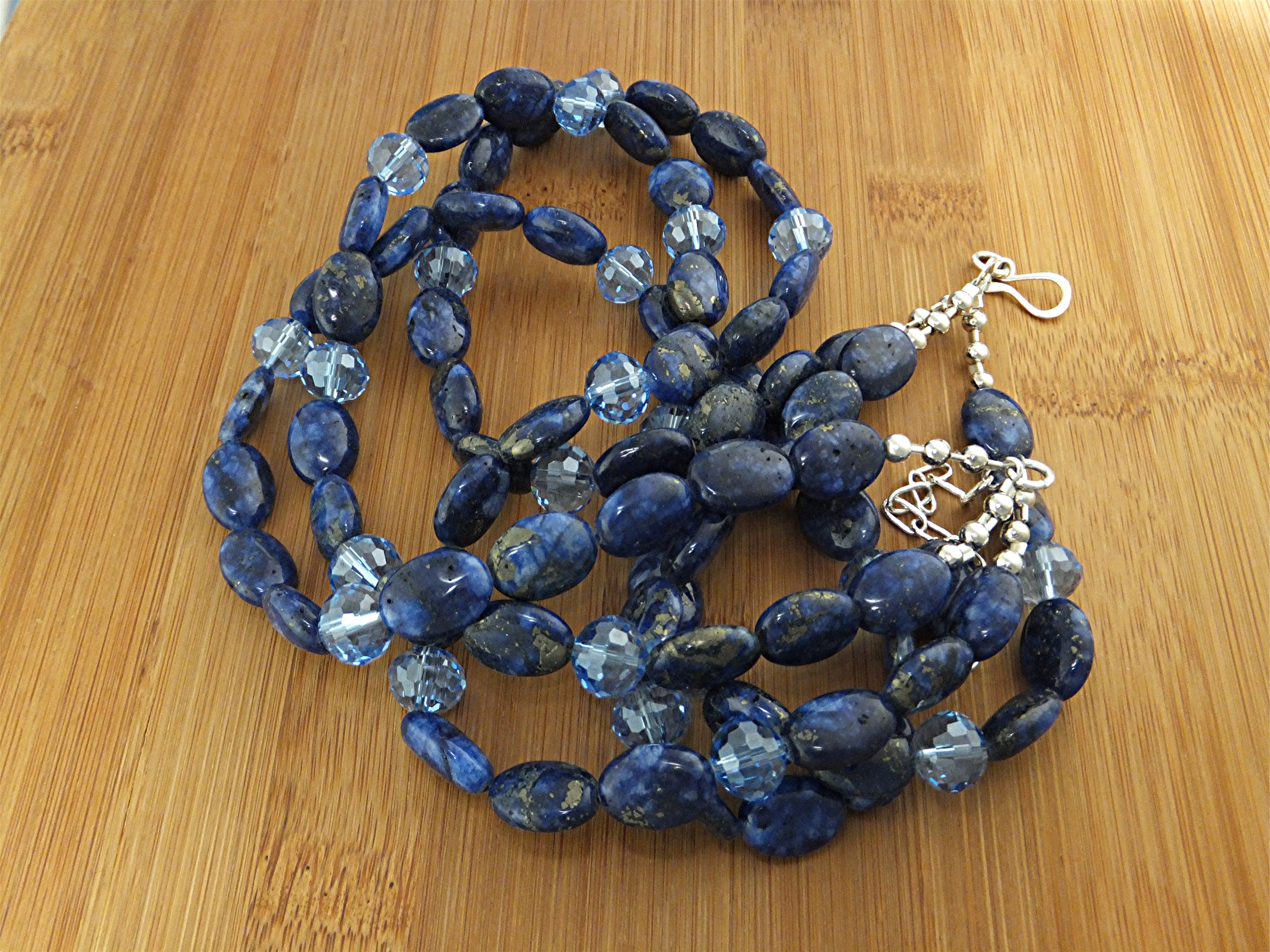 Lapis Swarovski Crystal Sterling Silver Necklace