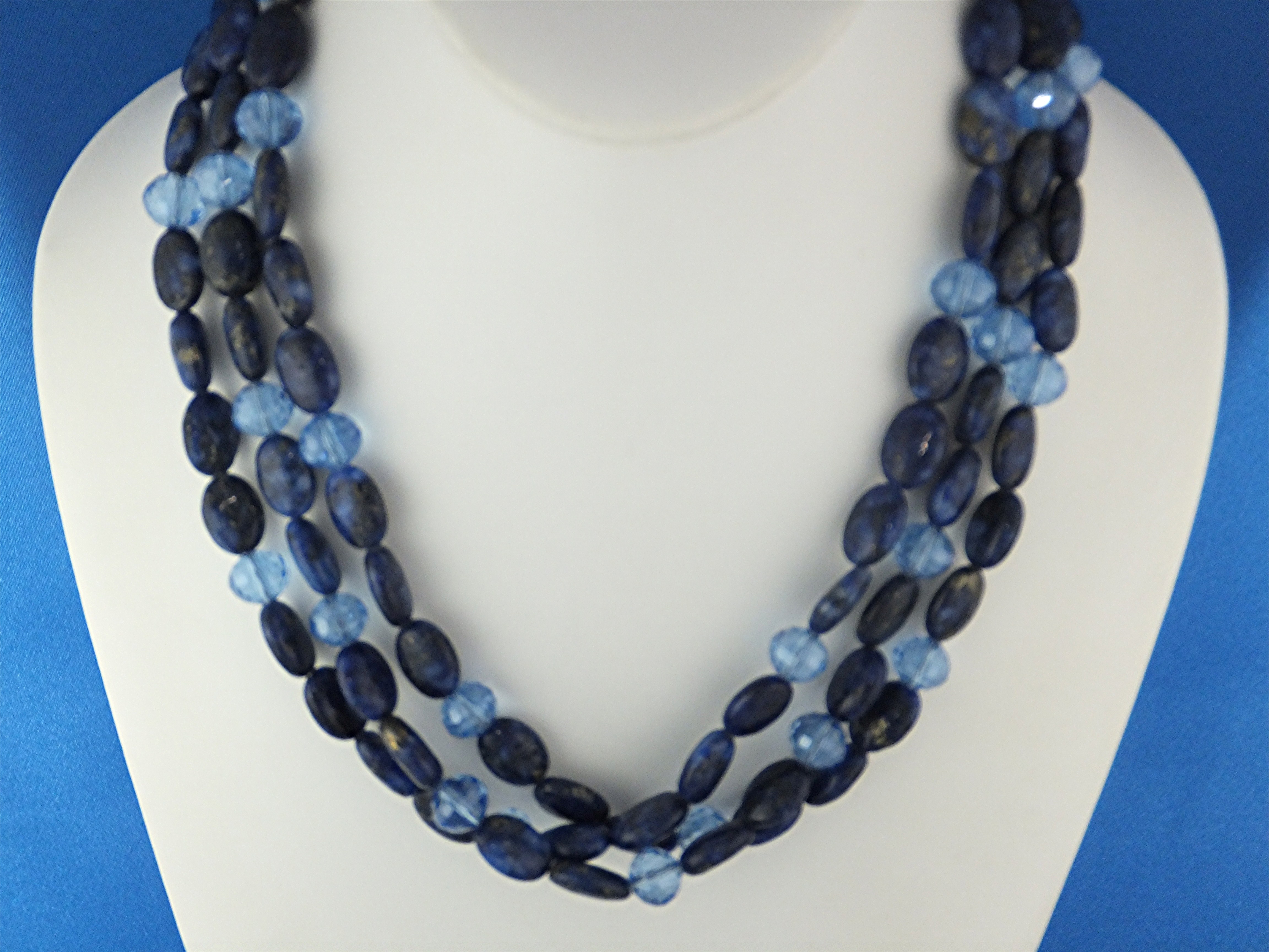 Lapis Swarovski Crystal Sterling Silver Necklace
